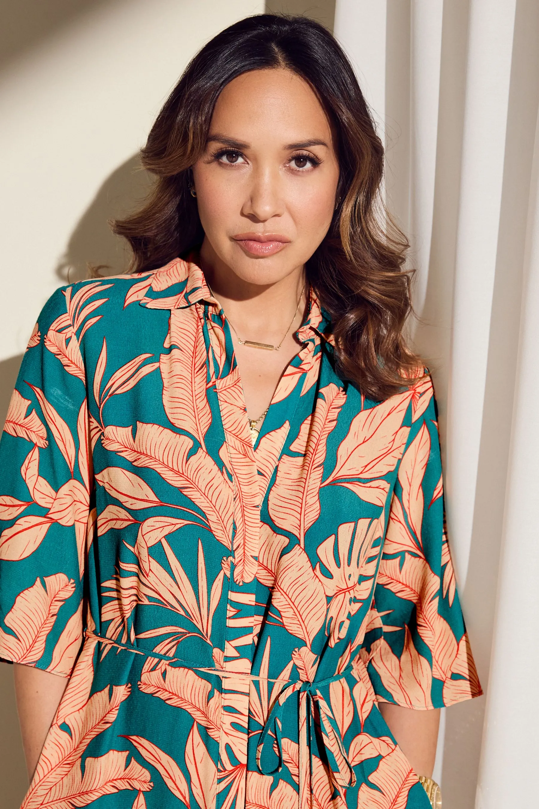 Myleene Klass Blu - Abito chemisier con Stampa tropicali