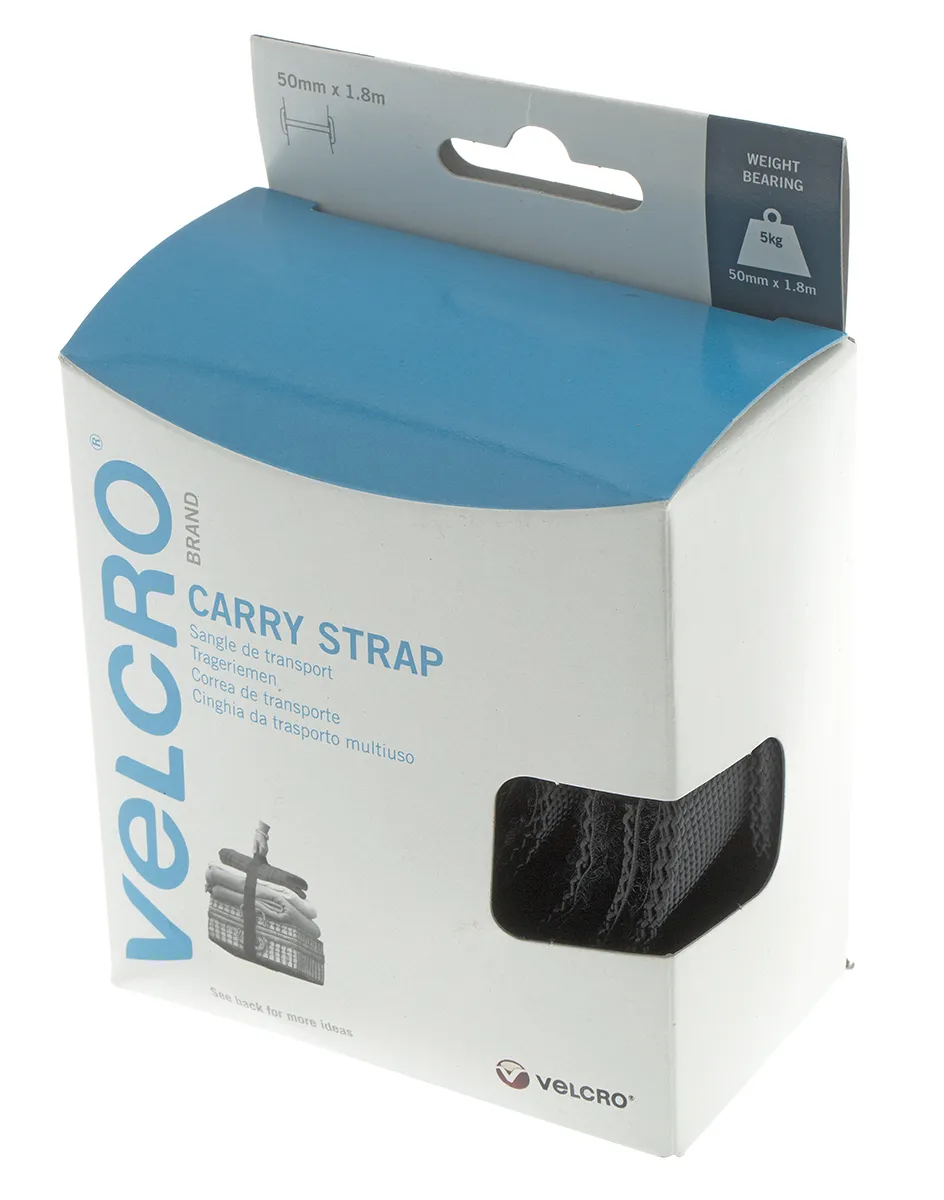 Nastro Hook & Loop Velcro®, 50mm x 1.8m, Nero