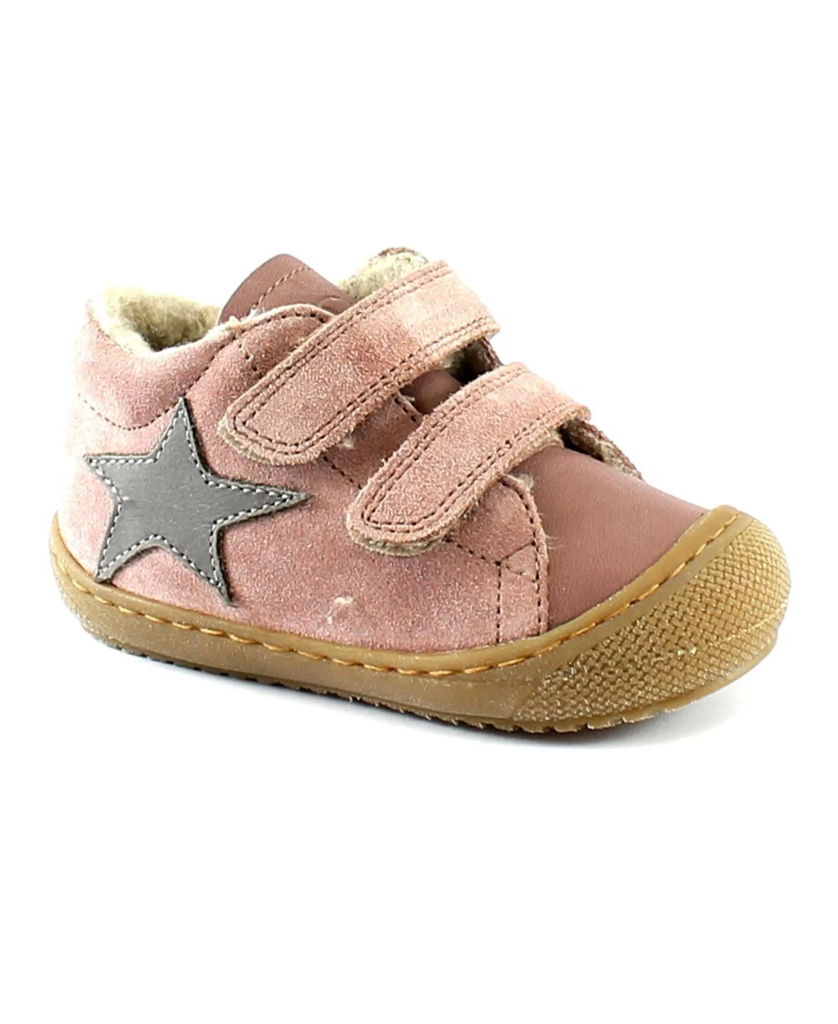 NATURINO KOLDE 17220 rose dark grey scarpe bambina strappi camoscio pelle lana