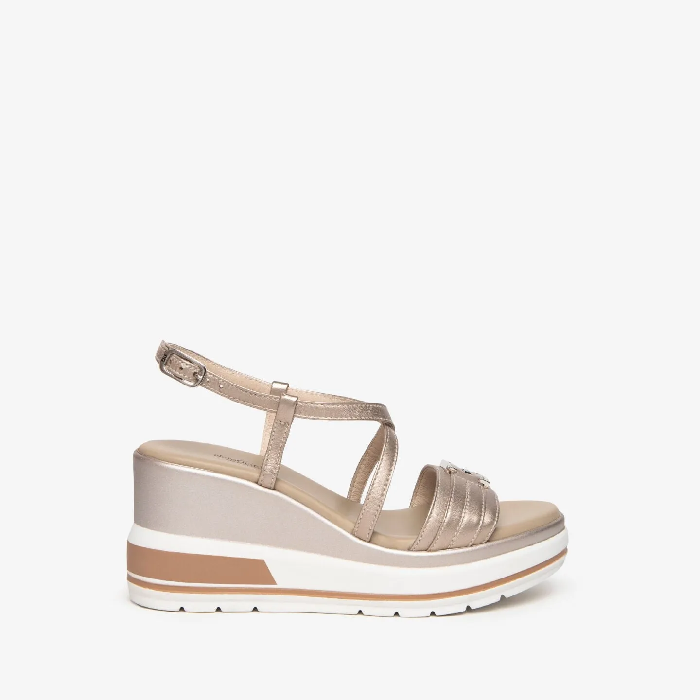Nero Giardini E307700D-675 sandalo zeppa beige oro