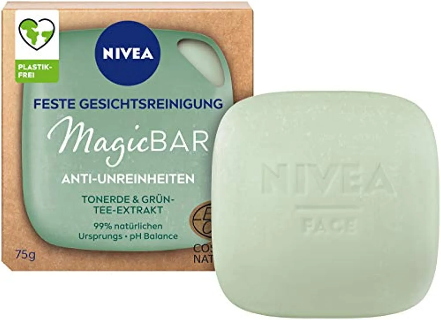 NIVEA MagicBar - Detergente per il viso fisso, anti-impurità (75 g), pulisce e opacizza la pelle, cosmetico naturale certificato
