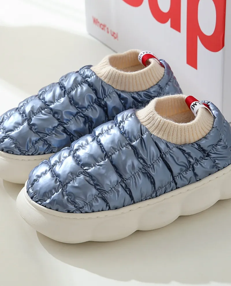 Nuova borsa per scarpe in cotone con piumino impermeabile invernale da donna Pantofole in cotone con suola spessa per interni ca