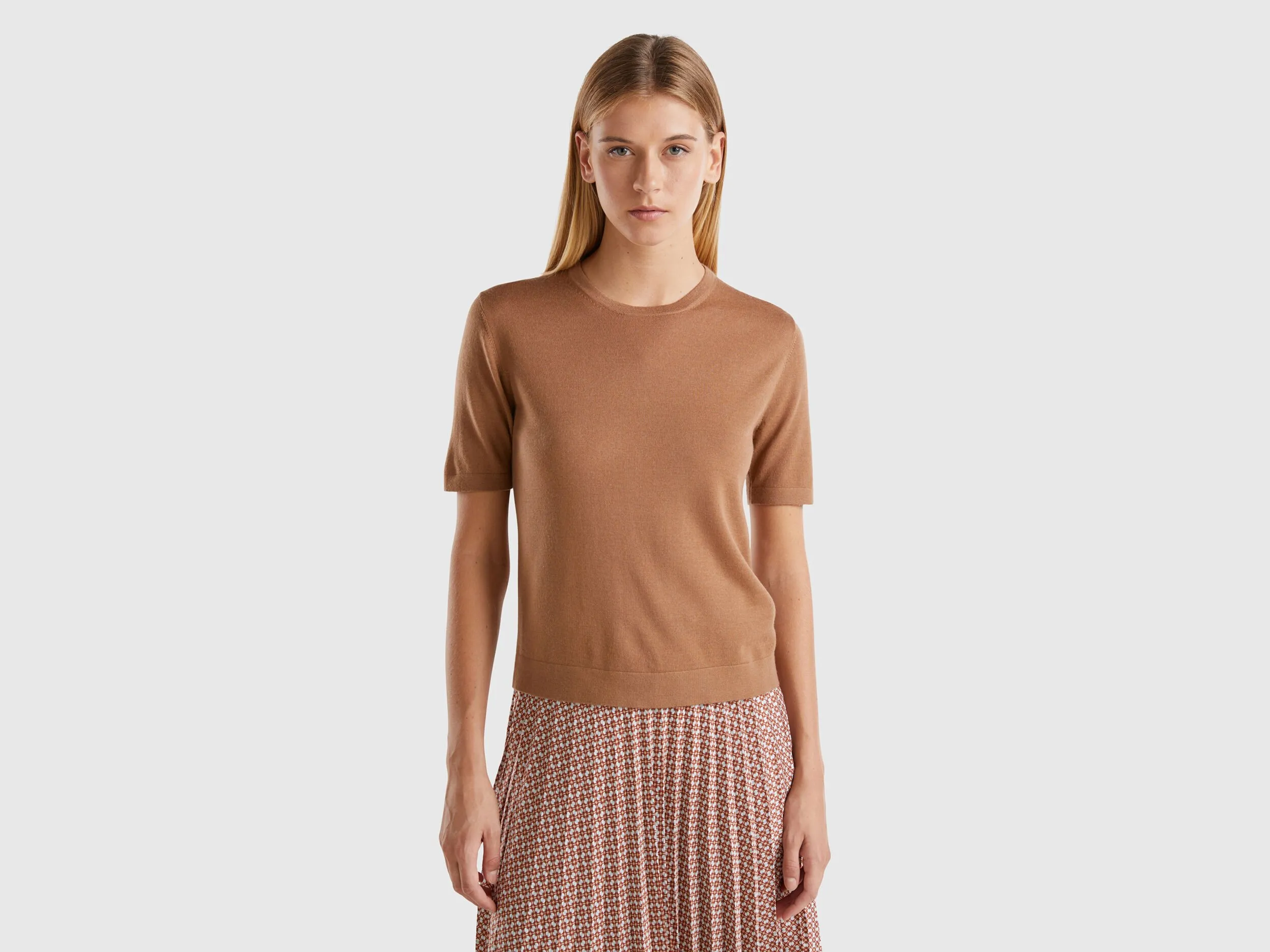 Nuovi arrivi Maglia manica corta in pura lana Merino