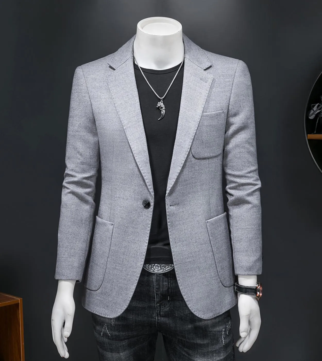 Nuovi blazer autunno inverno uomo slim fit blazer in lana spessa giacca da uomo blazer casual da uomo Q1314