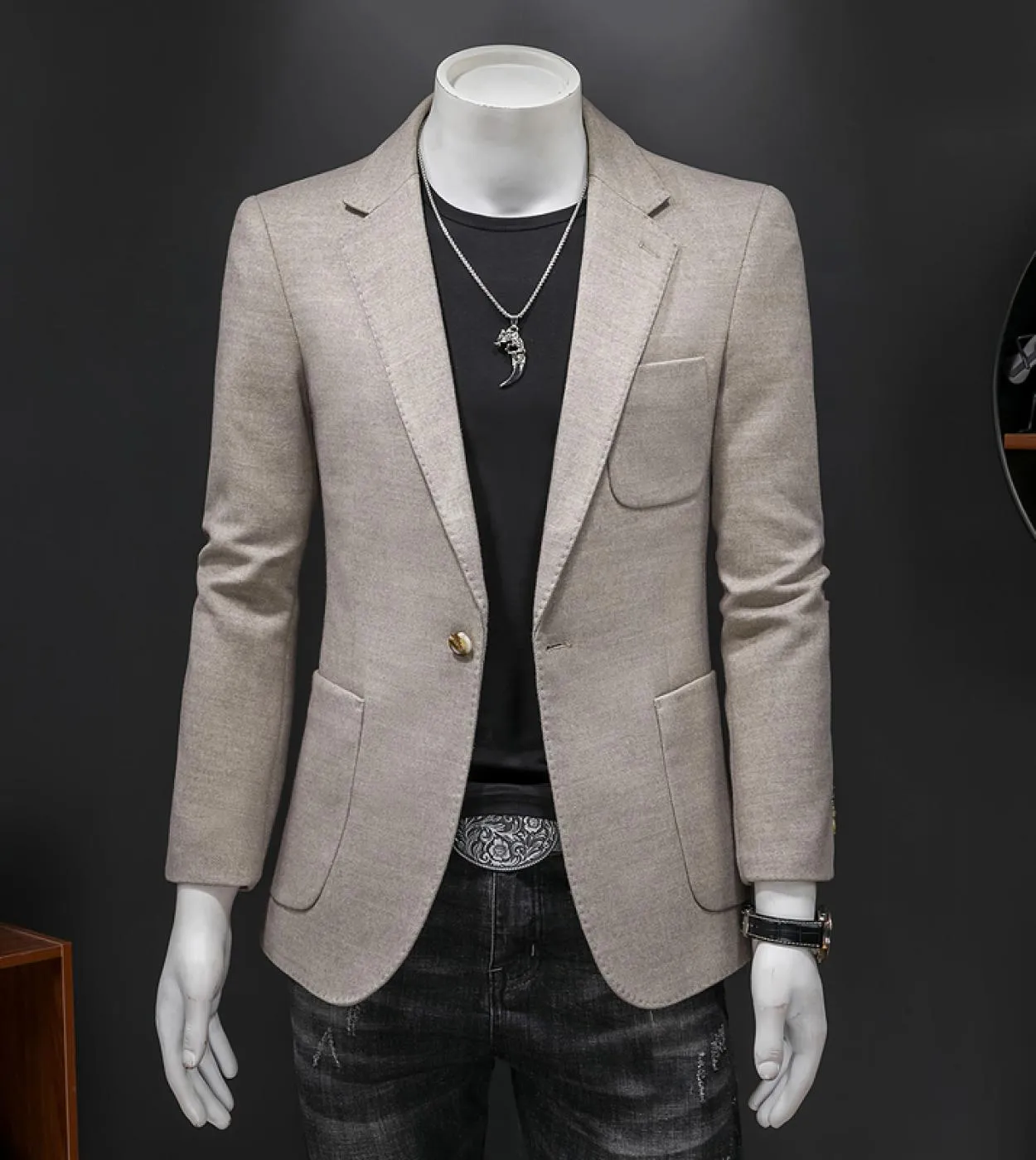 Nuovi blazer autunno inverno uomo slim fit blazer in lana spessa giacca da uomo blazer casual da uomo Q1314