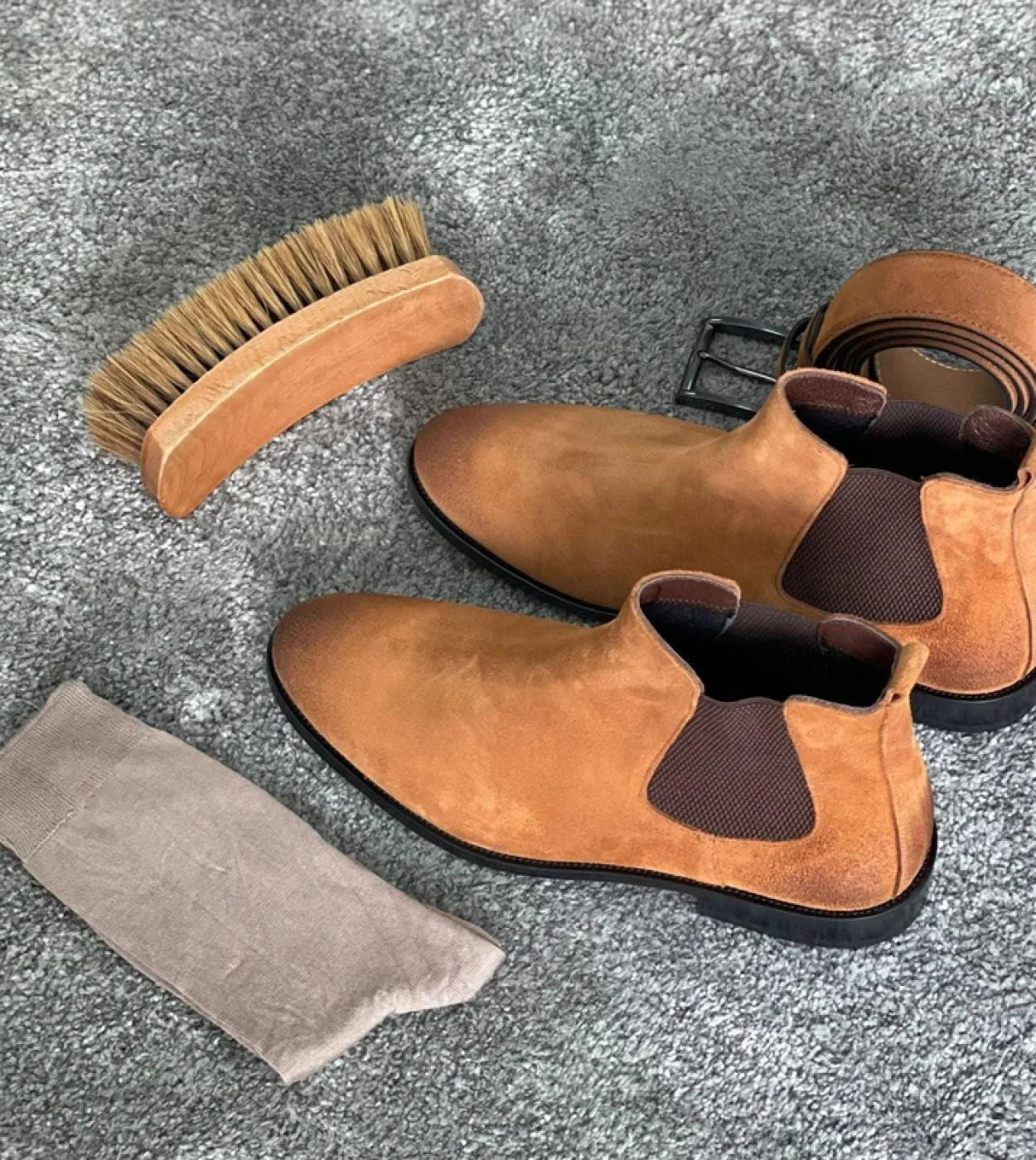 Nuovi stivali Chelsea da uomo marrone floccato punta tonda slip on stivali da uomo fatti a mano da lavoro spedizione gratuita Bo