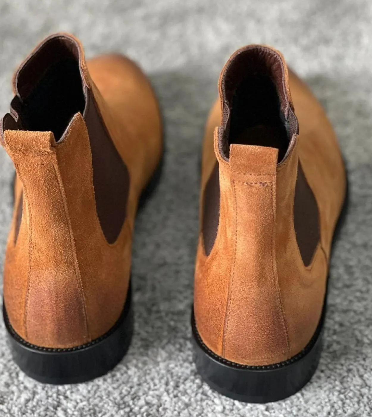 Nuovi stivali Chelsea da uomo marrone floccato punta tonda slip on stivali da uomo fatti a mano da lavoro spedizione gratuita Bo