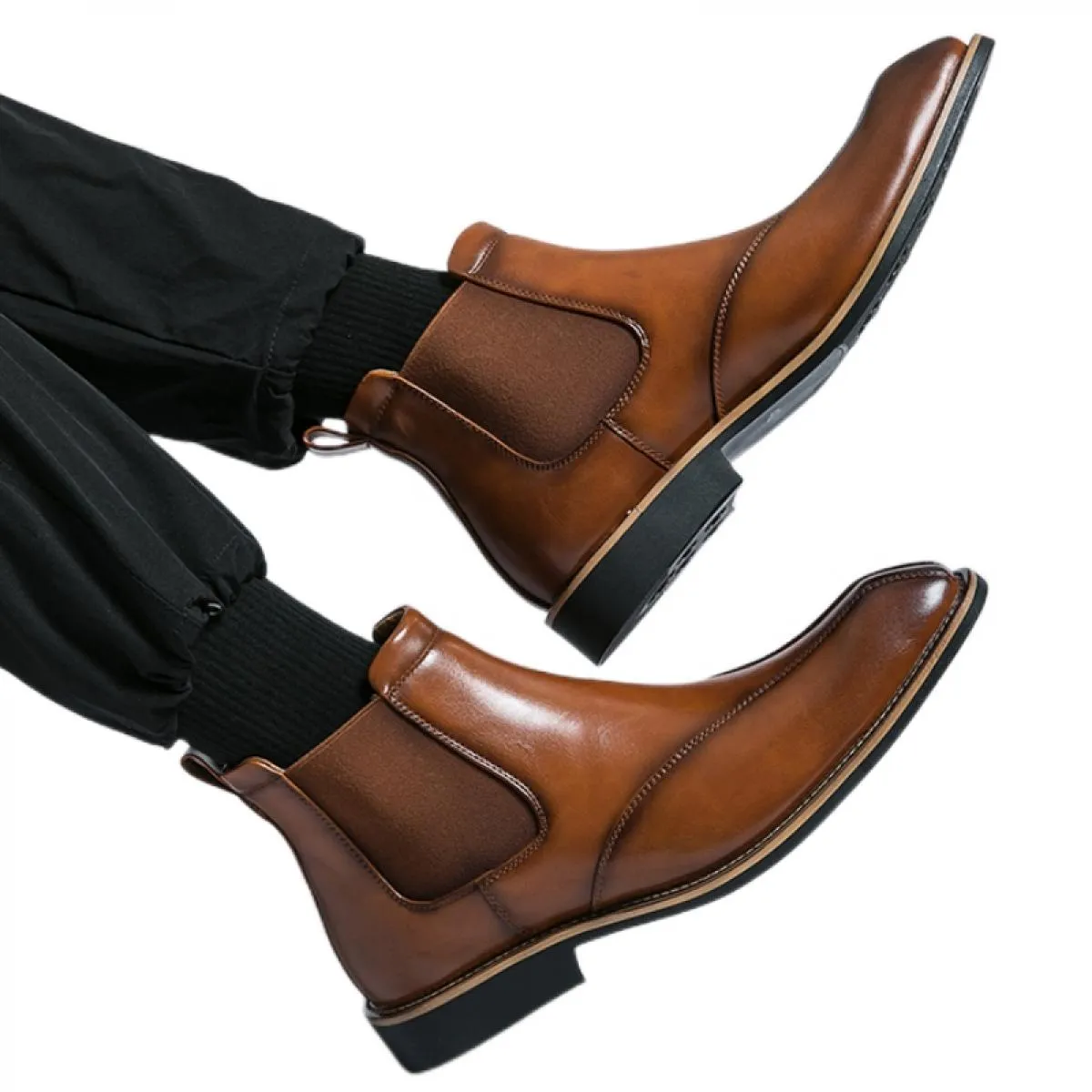 Nuovi stivali Chelsea da uomo marroni Moda stivali fatti a mano formali Scarpe da lavoro con punta quadrata Stivali da uomo di s
