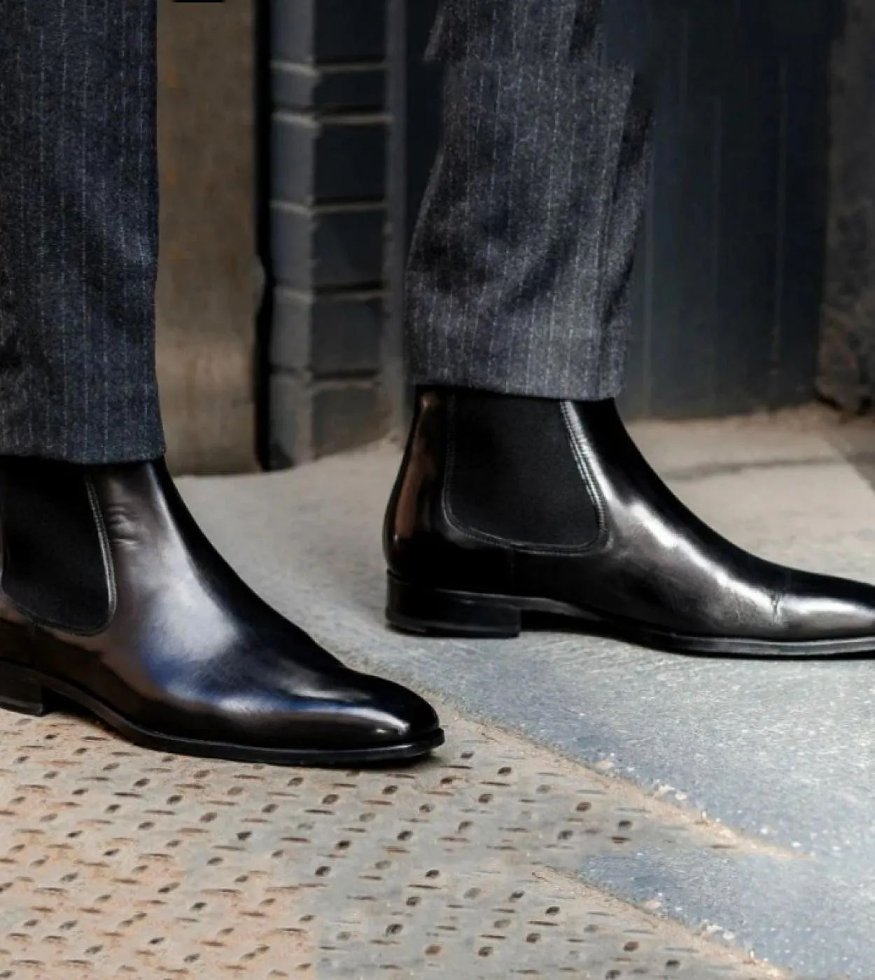 Nuovi stivali Chelsea neri in vera pelle per uomo punta quadrata slip on stivali corti da uomo fatti a mano brow in pelle crosta