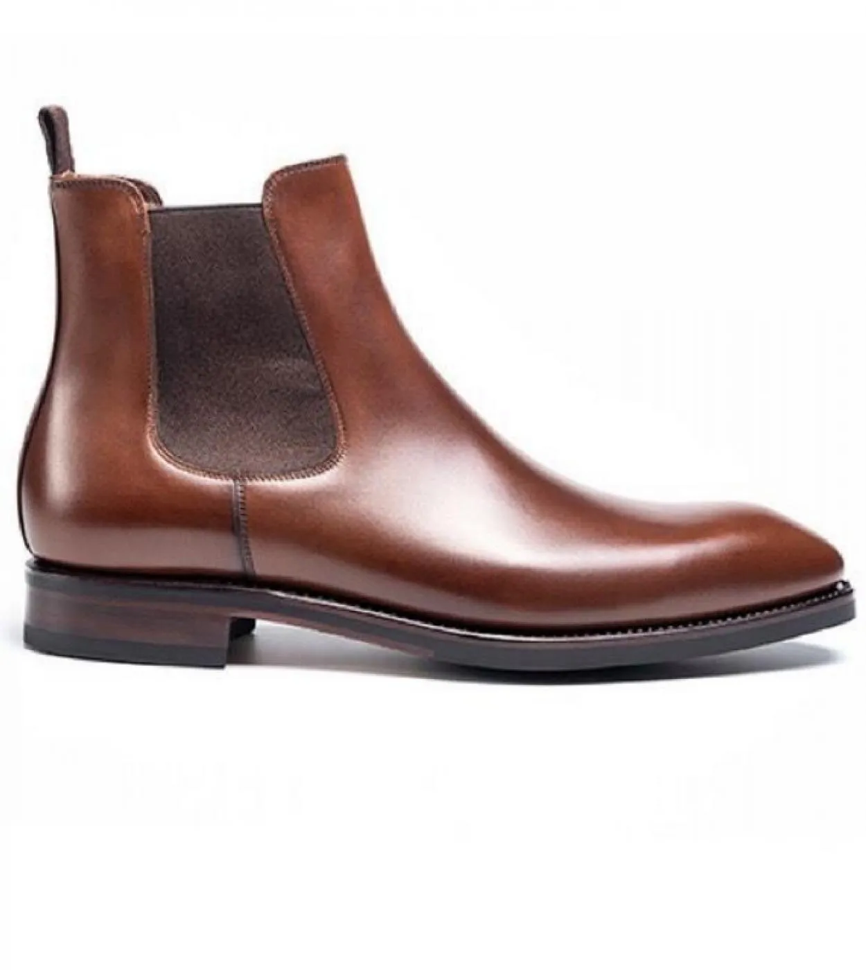 Nuovi stivali Chelsea neri in vera pelle per uomo punta quadrata slip on stivali corti da uomo fatti a mano brow in pelle crosta