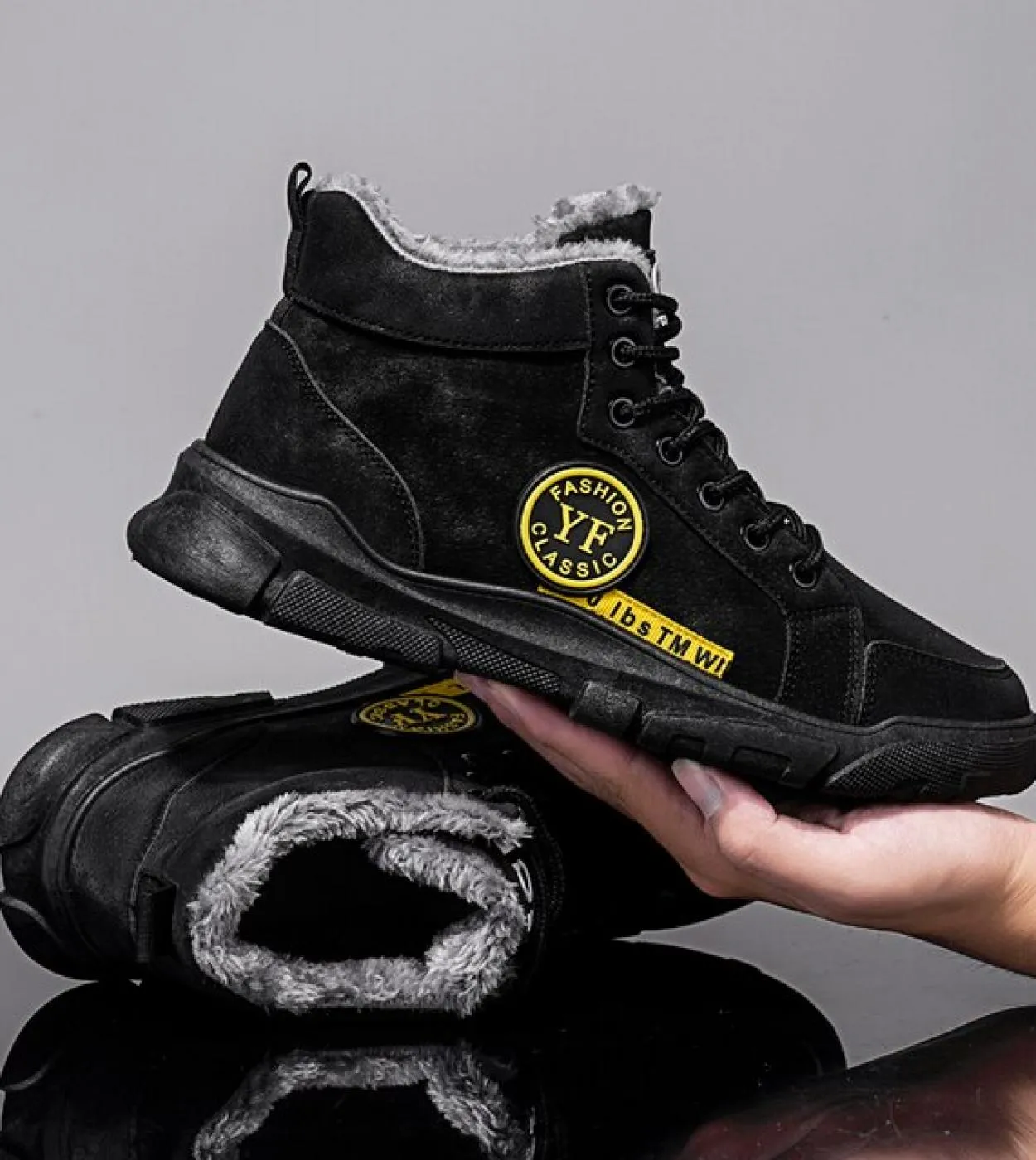 Nuovi stivali da uomo Scarpe con plateau Stivali alti da neve caldi in velluto Scarpe da lavoro da uomo Stivali da uomo invernal