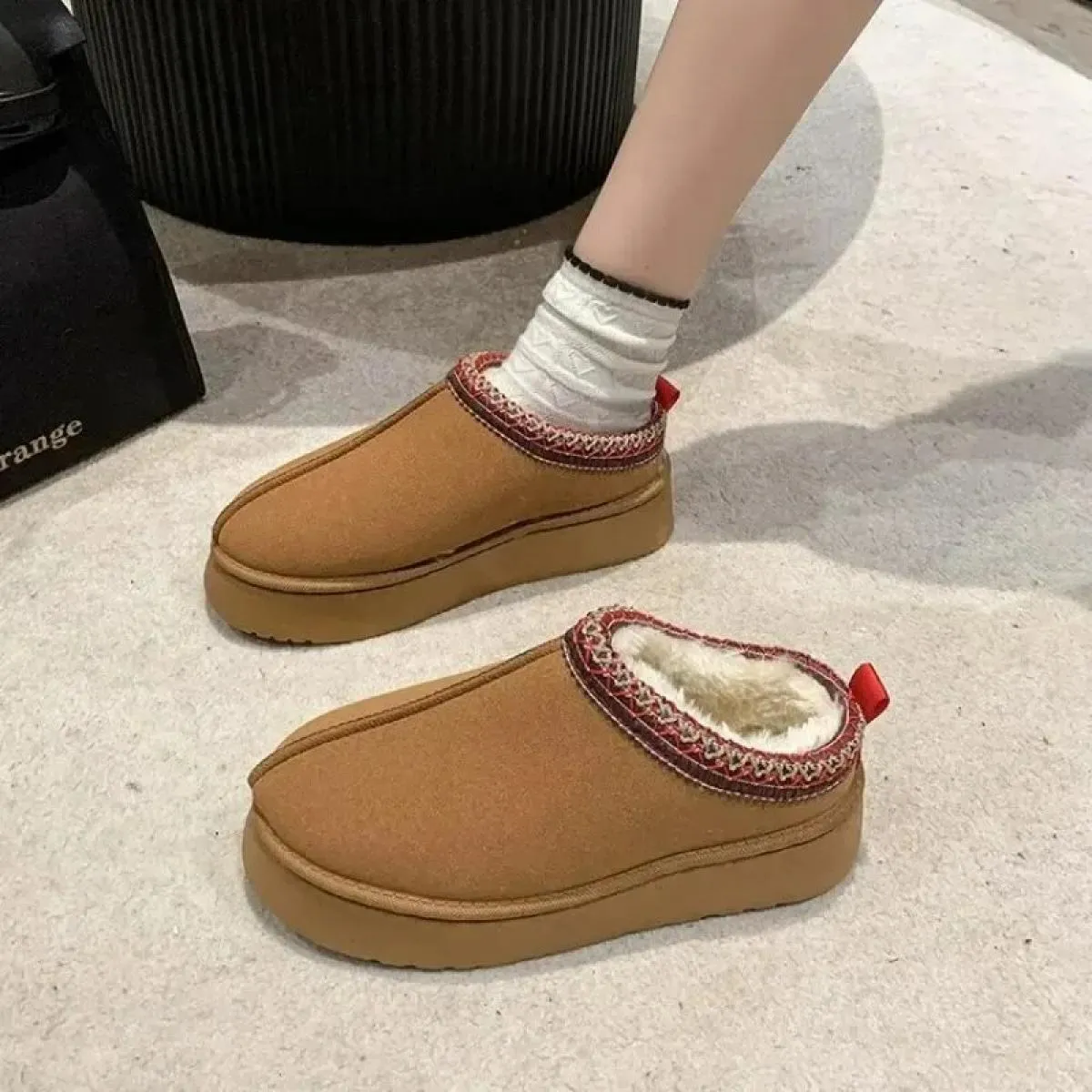 Nuovi stivali invernali con plateau Stivali retrò da donna in pelle scamosciata caldi da neve Scarpe da donna Stivali da donna f