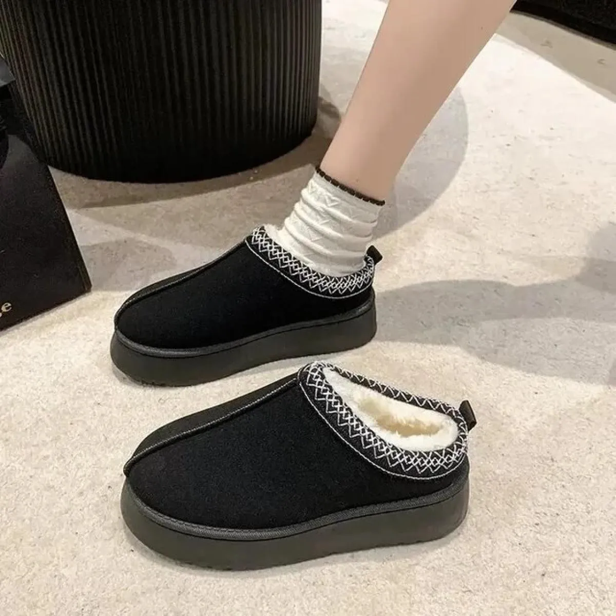Nuovi stivali invernali con plateau Stivali retrò da donna in pelle scamosciata caldi da neve Scarpe da donna Stivali da donna f
