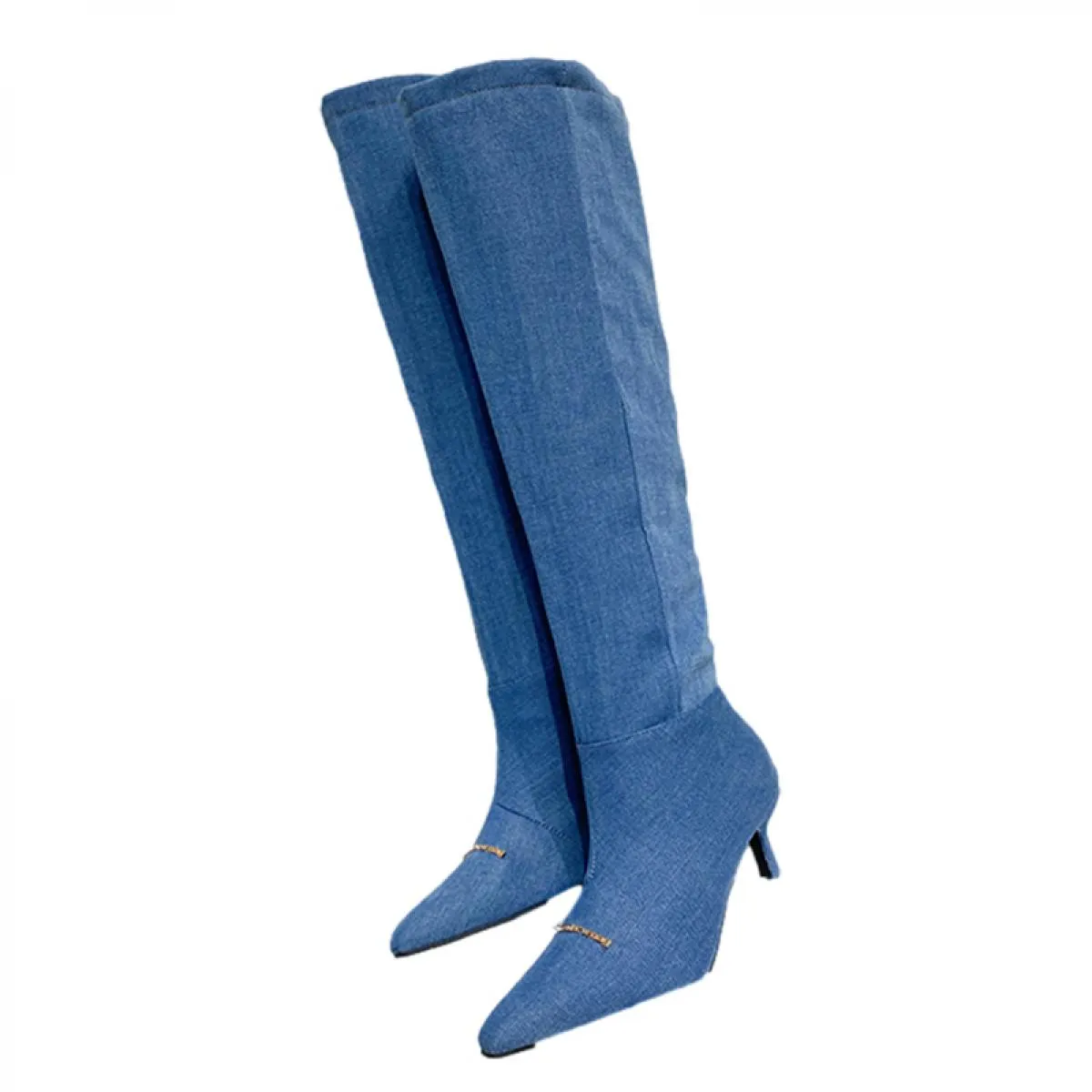 Nuovo 2023 donne stivali alti al ginocchio Chelsea tacchi medi inverno cowboy punta a punta tacchi a spillo scarpe da donna pomp