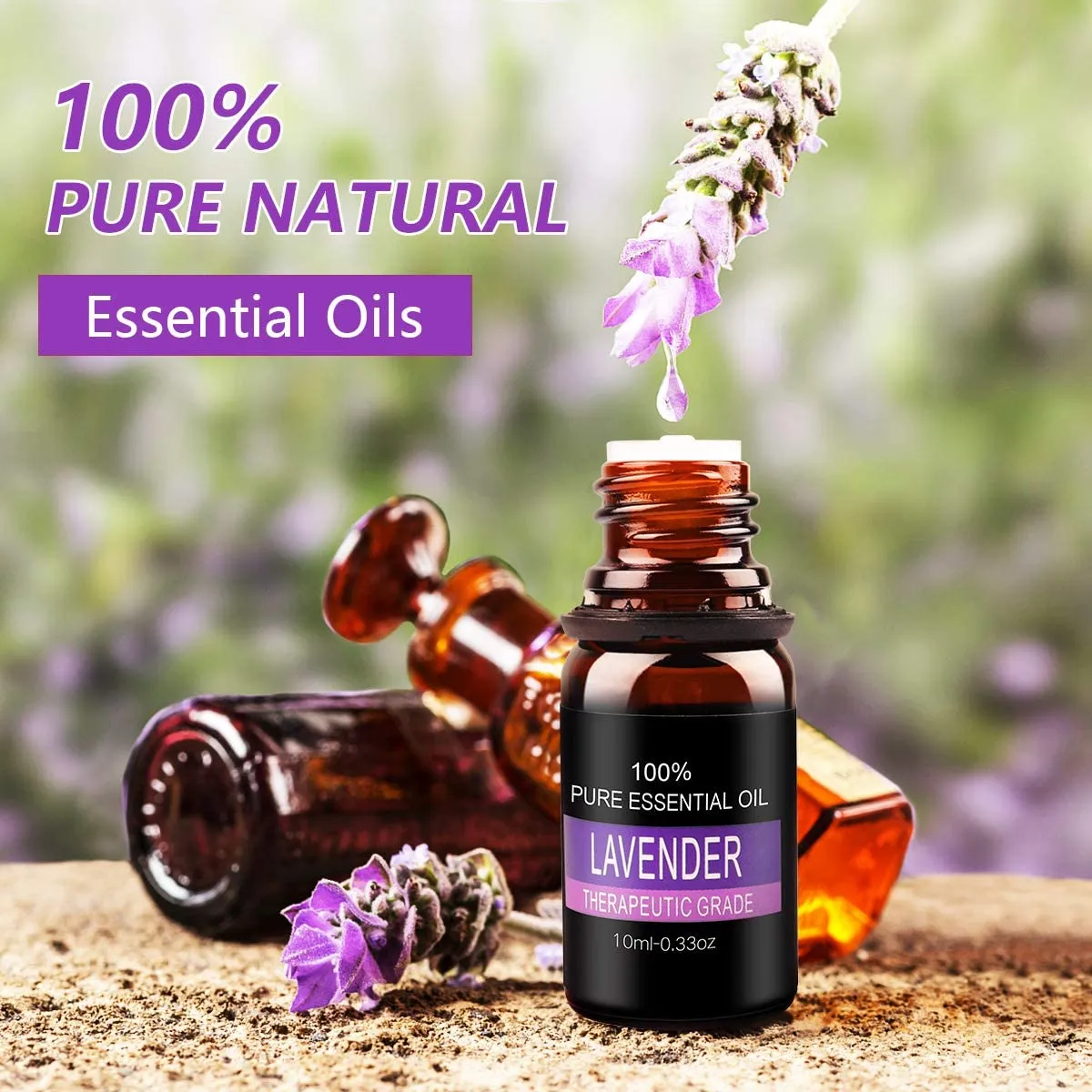 Olio Essenziali Puri, AIDUCHO Top 6 Set di Oli Essenziale Naturali per SPA, Massaggio, Diffusori, 10ML - Lavanda, Eucalipto, Tea