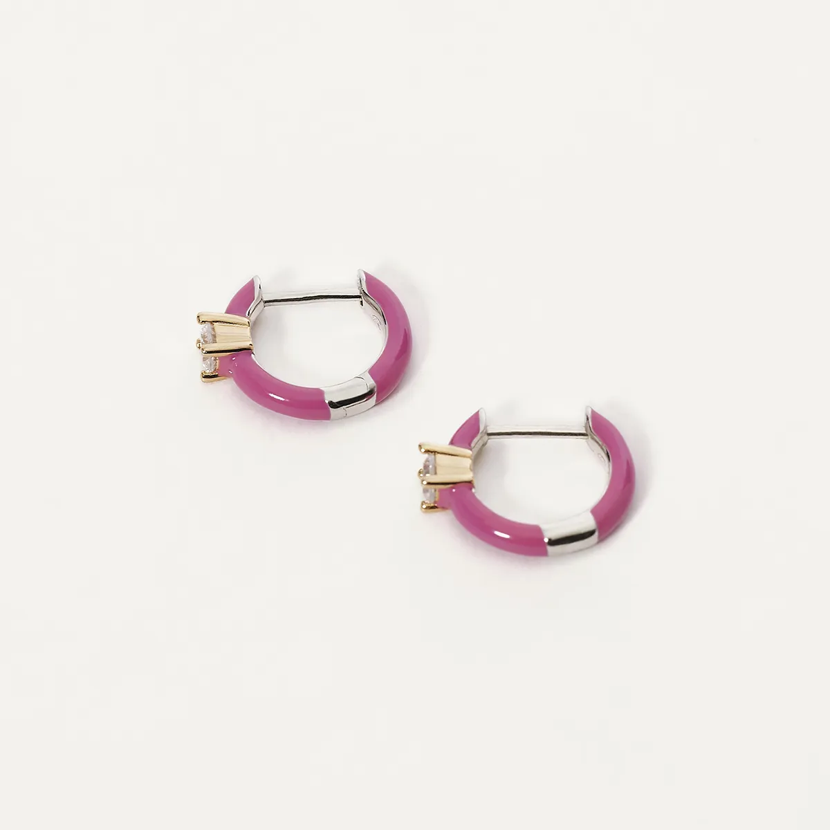 Orecchini Cerchietto Smaltato Rosa con Zircone Donna Mabina