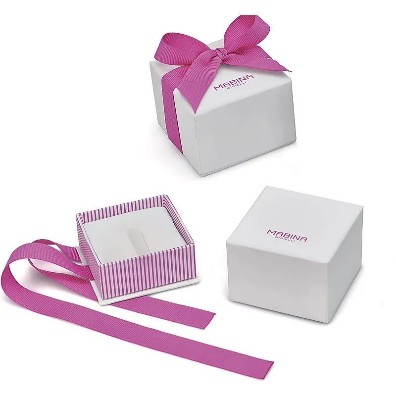 Orecchini Cerchietto Smaltato Rosa con Zircone Donna Mabina