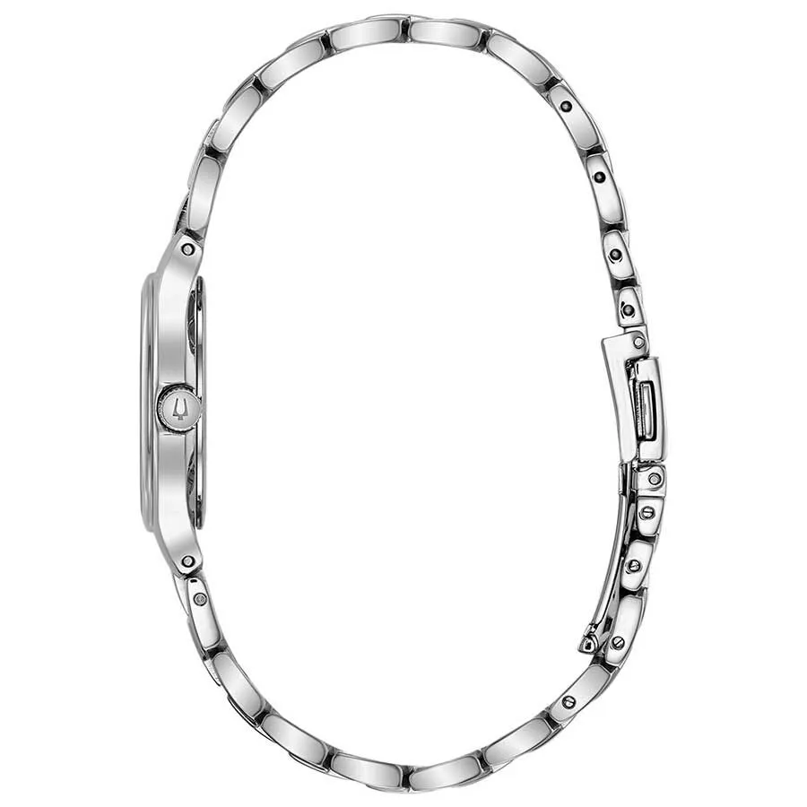 Orologio Al Quarzo Bulova Classic Diamonds 96r208 Cassa Rotonda Acciaio Argentato 28 mm Quadrante Argentato Cinturino Acciaio Ar