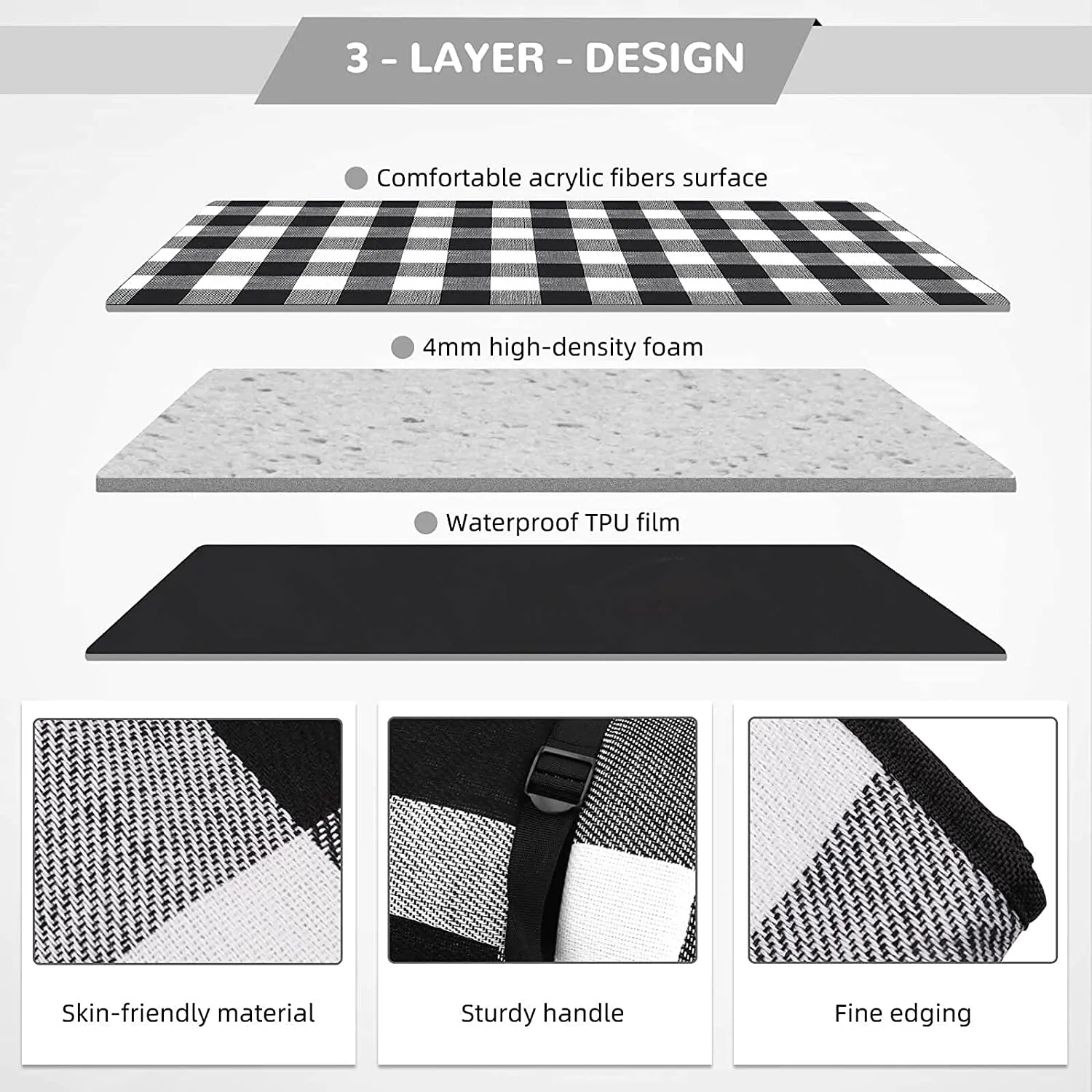 OUTHIKER Coperta Picnic Impermeabile 200 * 200CM Coperta Plaid Pic nic con Tovaglia 90x70CM Telo Pic nic Portatile e Pieghevole 