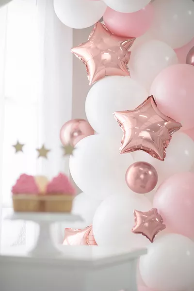 Palloncino stella oro rosa 12 cm
