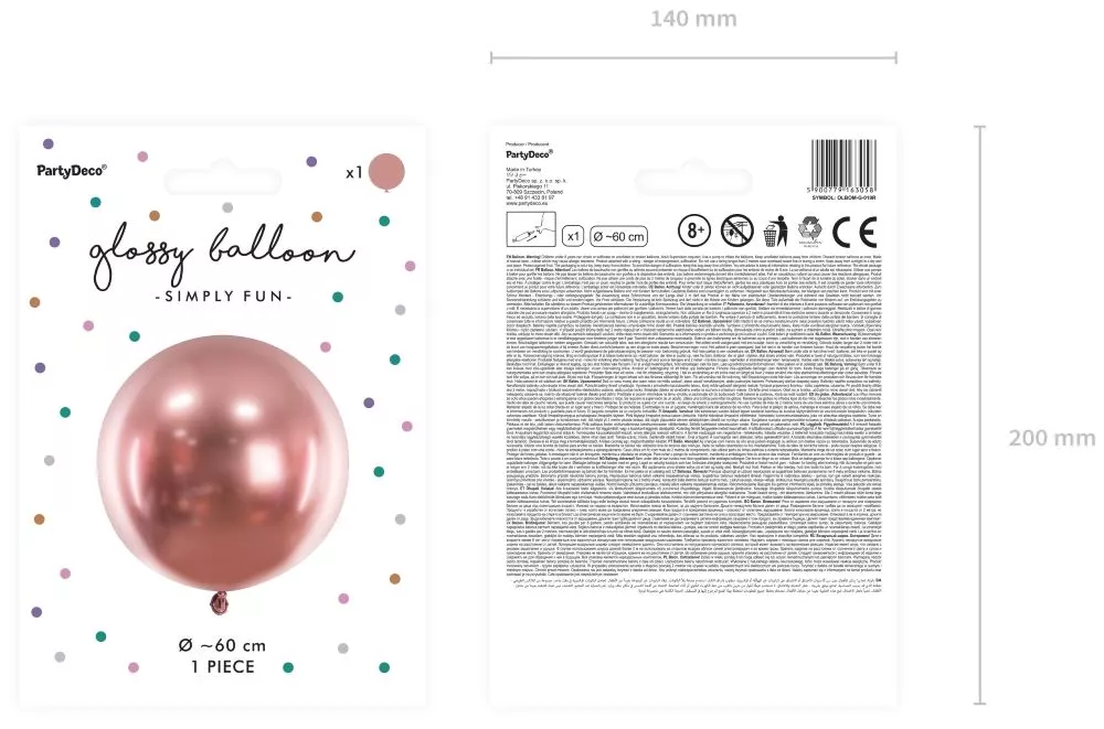 Palloncino tondo oro rosa lucido 60cm