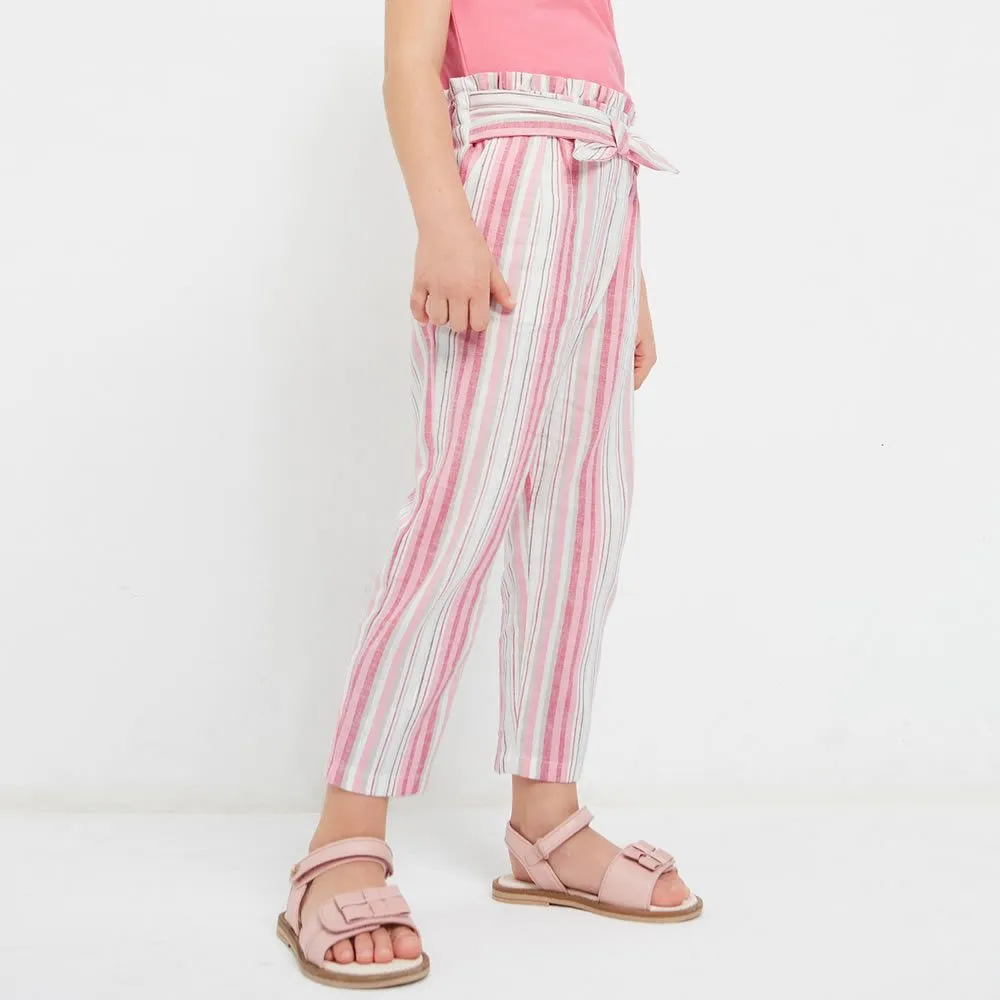 pantalone lungo rigato di lino 3505 per bambina mayoral 