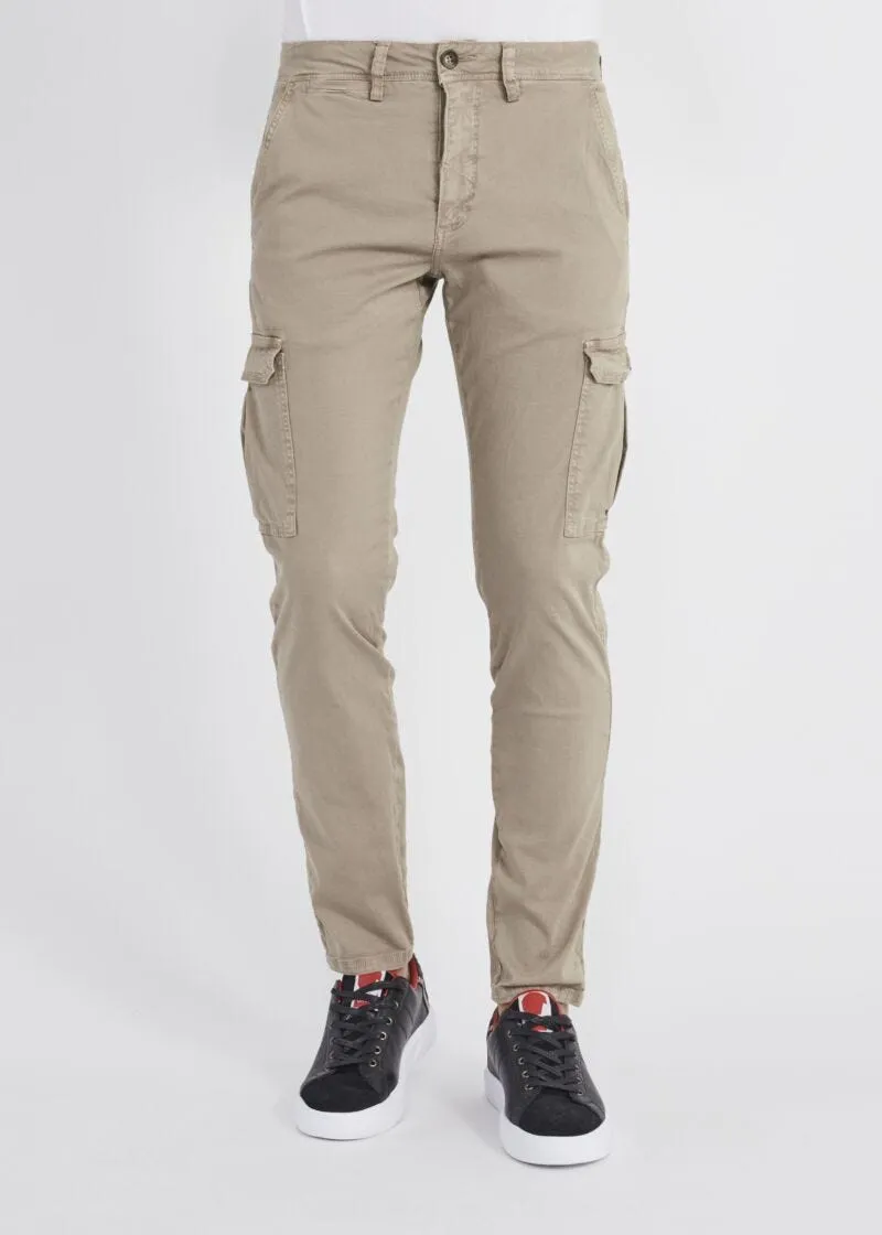 Pantaloni cargo in gabardina stretch