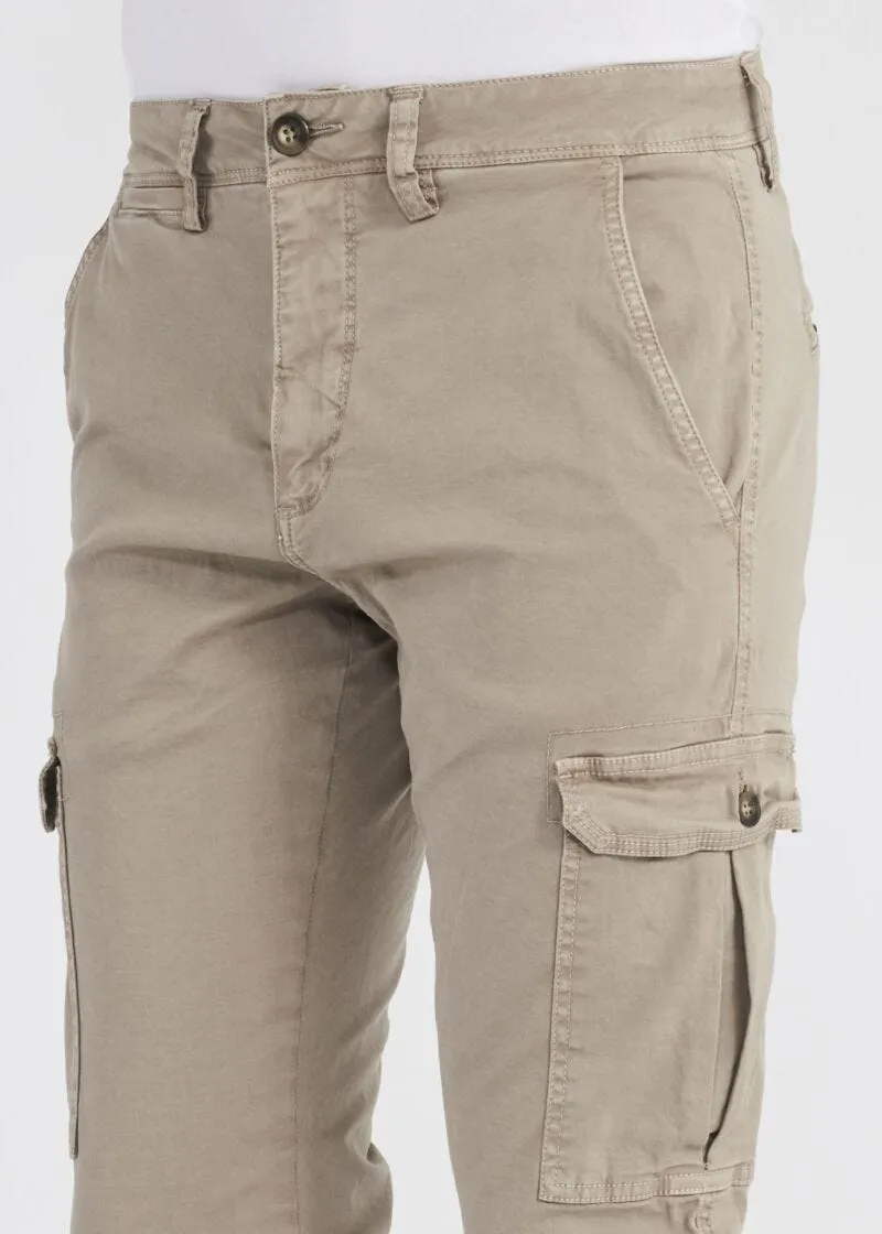 Pantaloni cargo in gabardina stretch