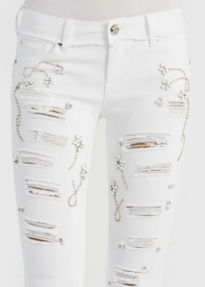 Pantaloni cropped con abrasioni