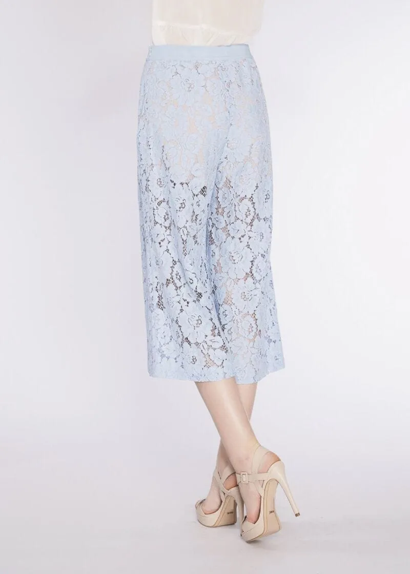 Pantaloni cropped in pizzo macramè