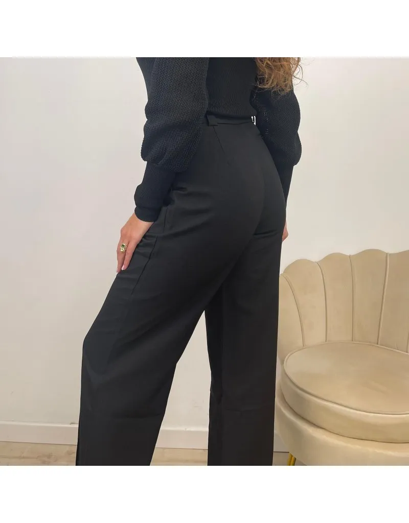 PANTALONI PALAZZO CON PATTE NERO