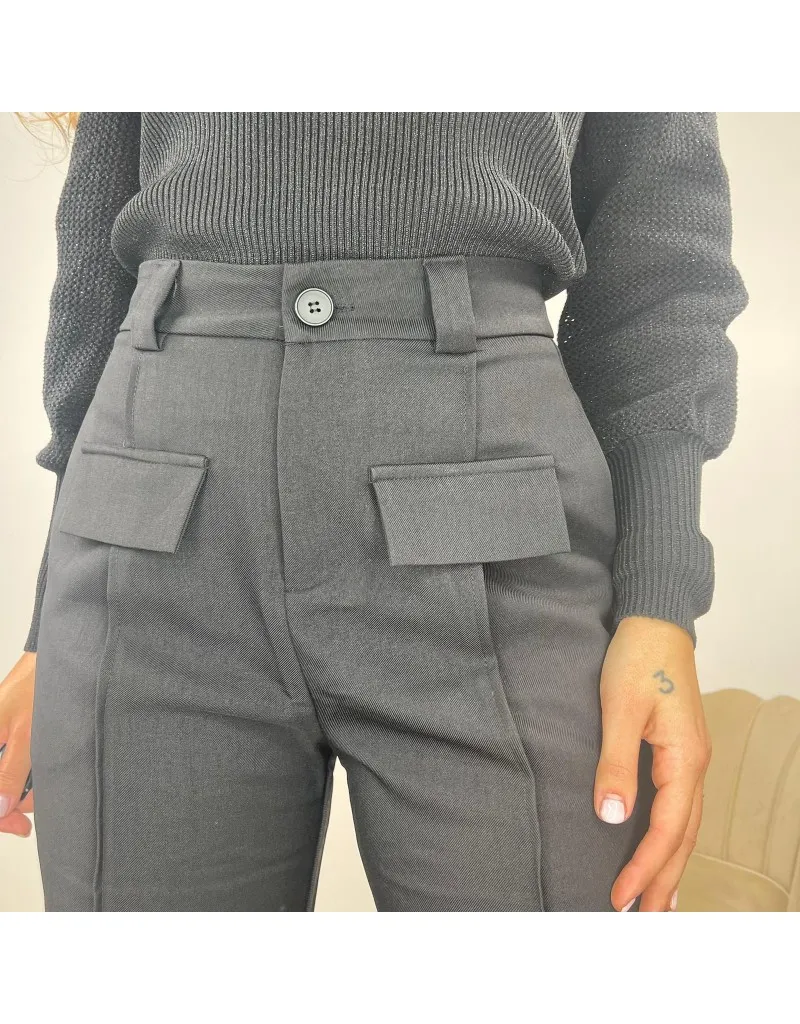 PANTALONI PALAZZO CON PATTE NERO