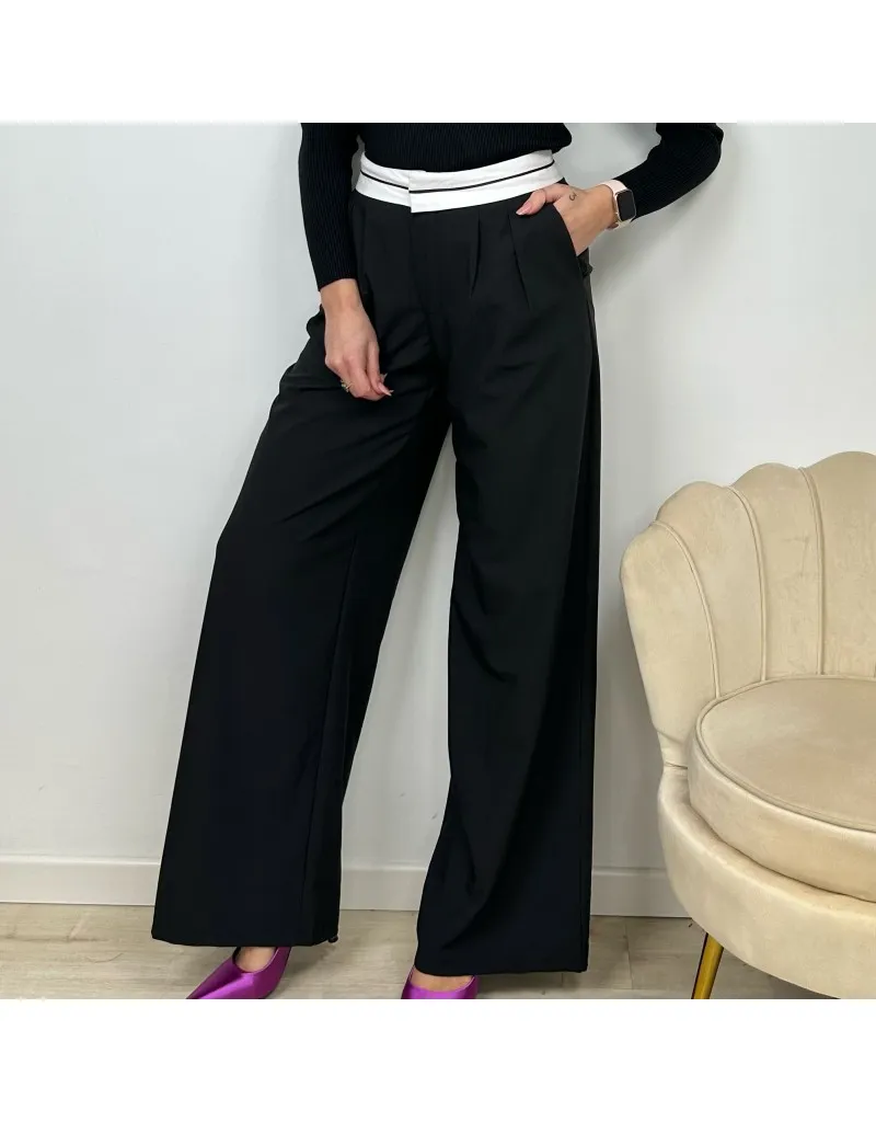 PANTALONI PALAZZO NERO