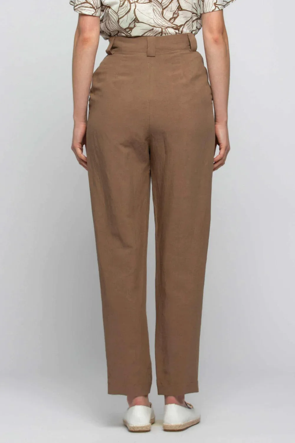 Pants in Viscose and Linen Kocca / Brown