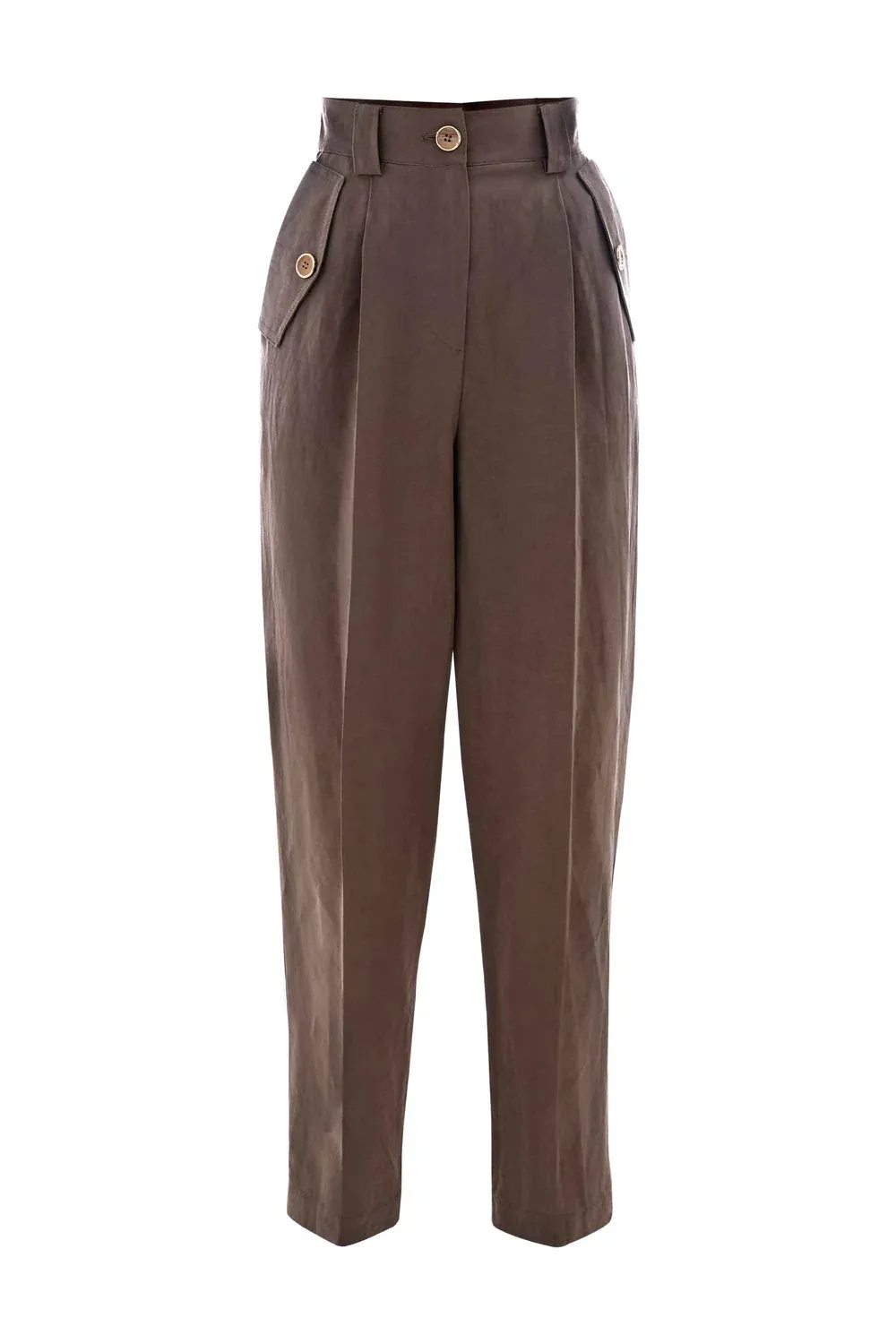 Pants in Viscose and Linen Kocca / Brown