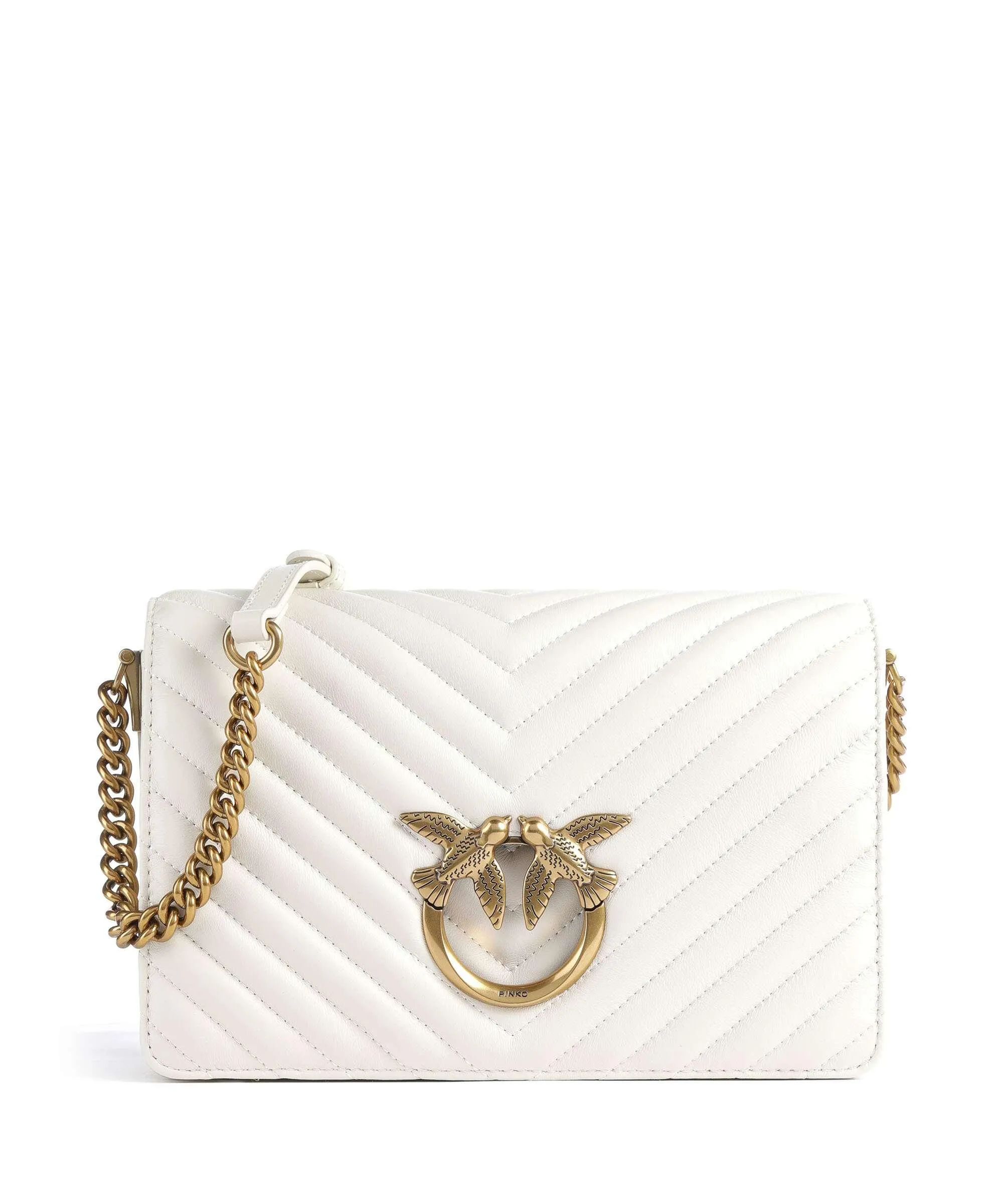  Pinko Love Click Classic Borsa a tracolla pelle di pecora bianco  