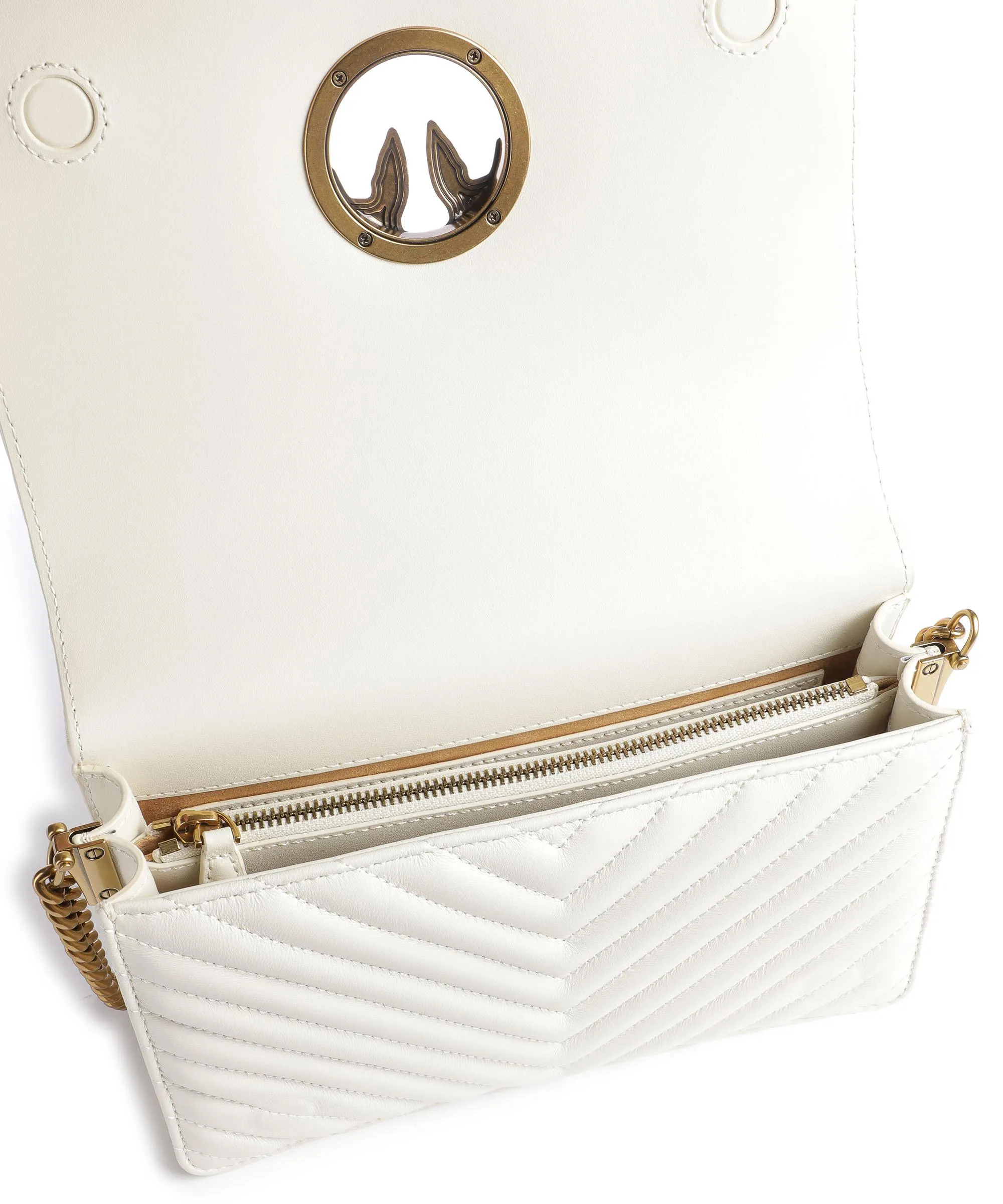  Pinko Love Click Classic Borsa a tracolla pelle di pecora bianco  