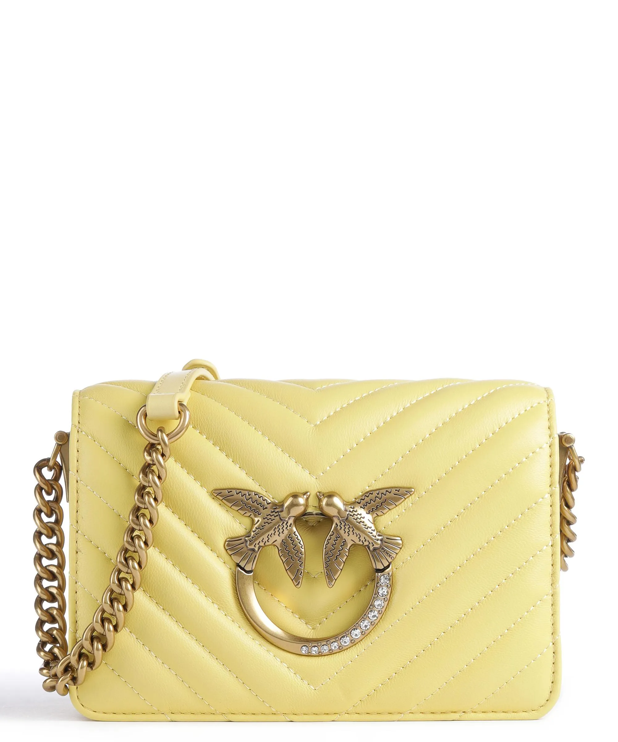  Pinko Love Click Mini Borsa a tracolla pelle di pecora giallo  