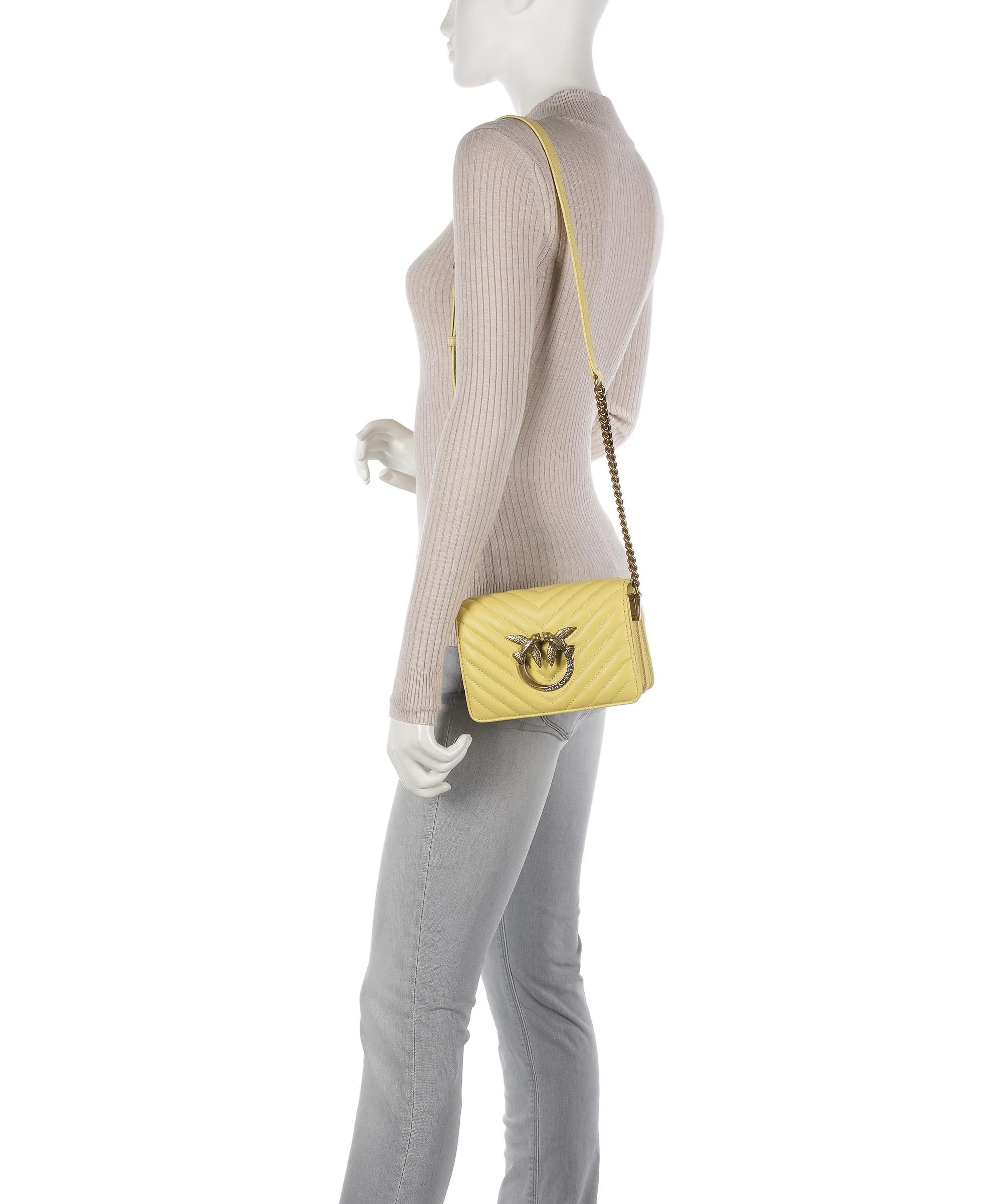  Pinko Love Click Mini Borsa a tracolla pelle di pecora giallo  