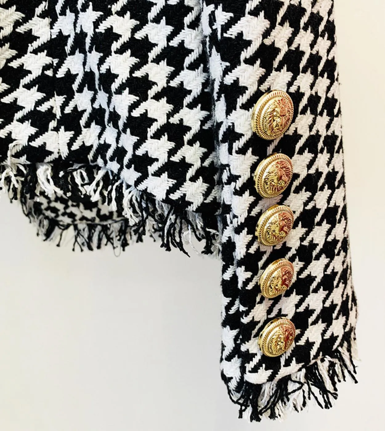 Più nuovo blazer pied de poule di lana donna 2022 giacche autunno inverno doppio petto bottoni in metallo tessuto spesso blazer
