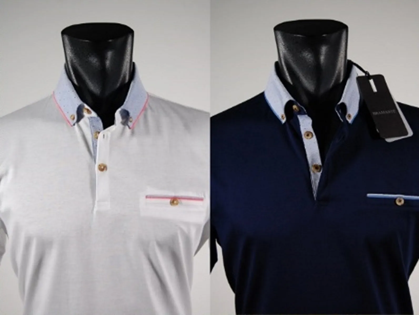 Polo bramante con collo camicia in due colori