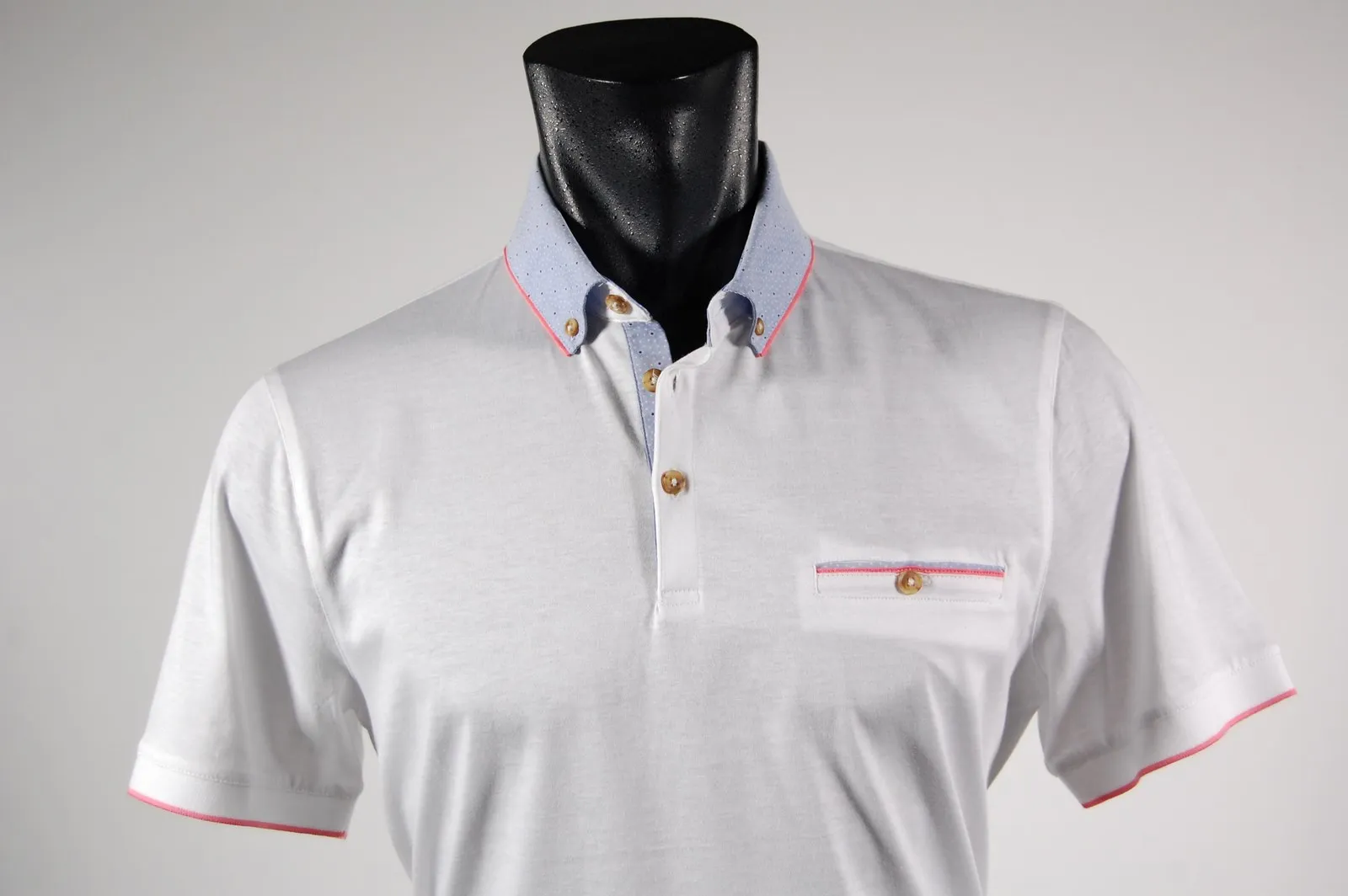 Polo bramante con collo camicia in due colori