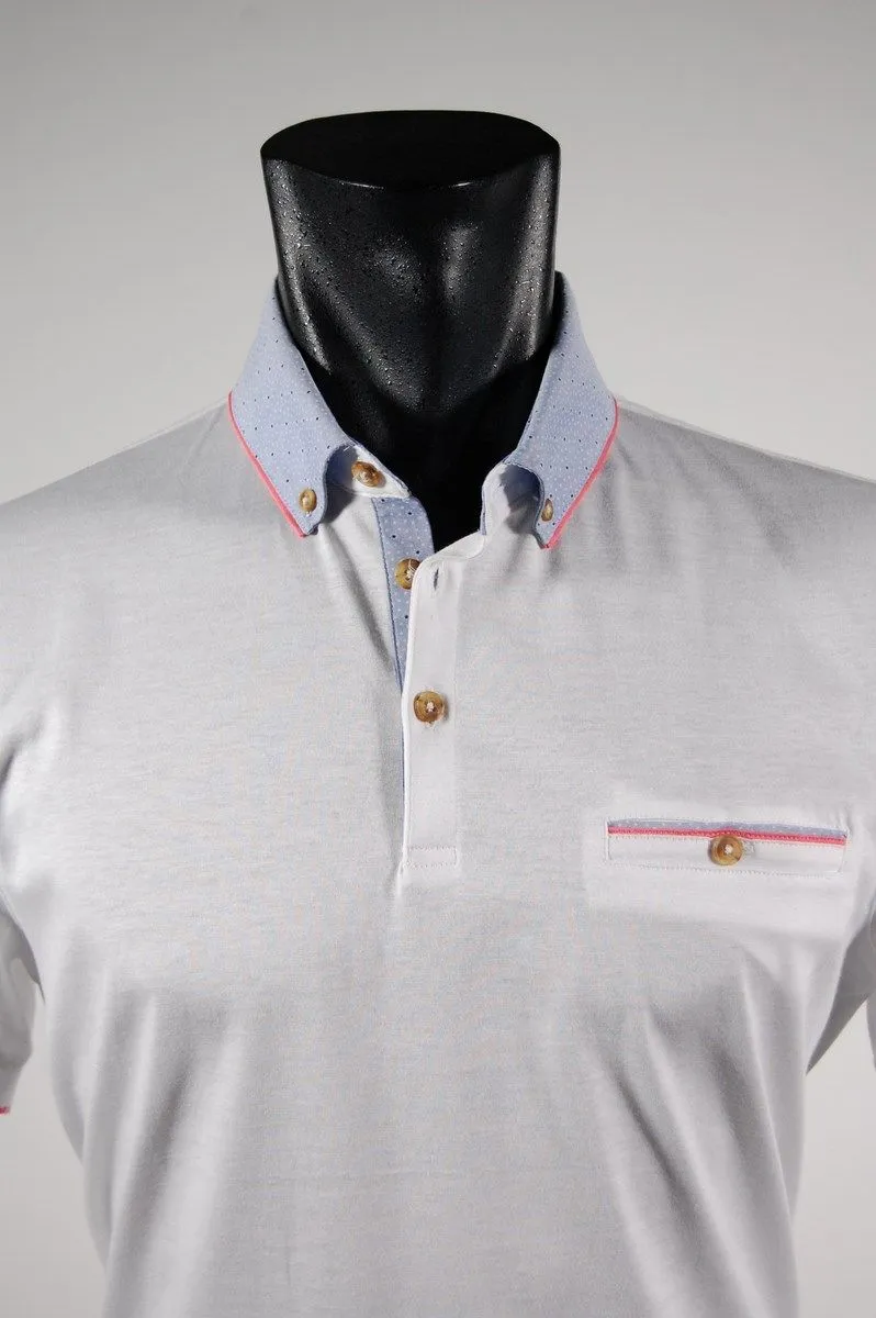 Polo bramante con collo camicia in due colori