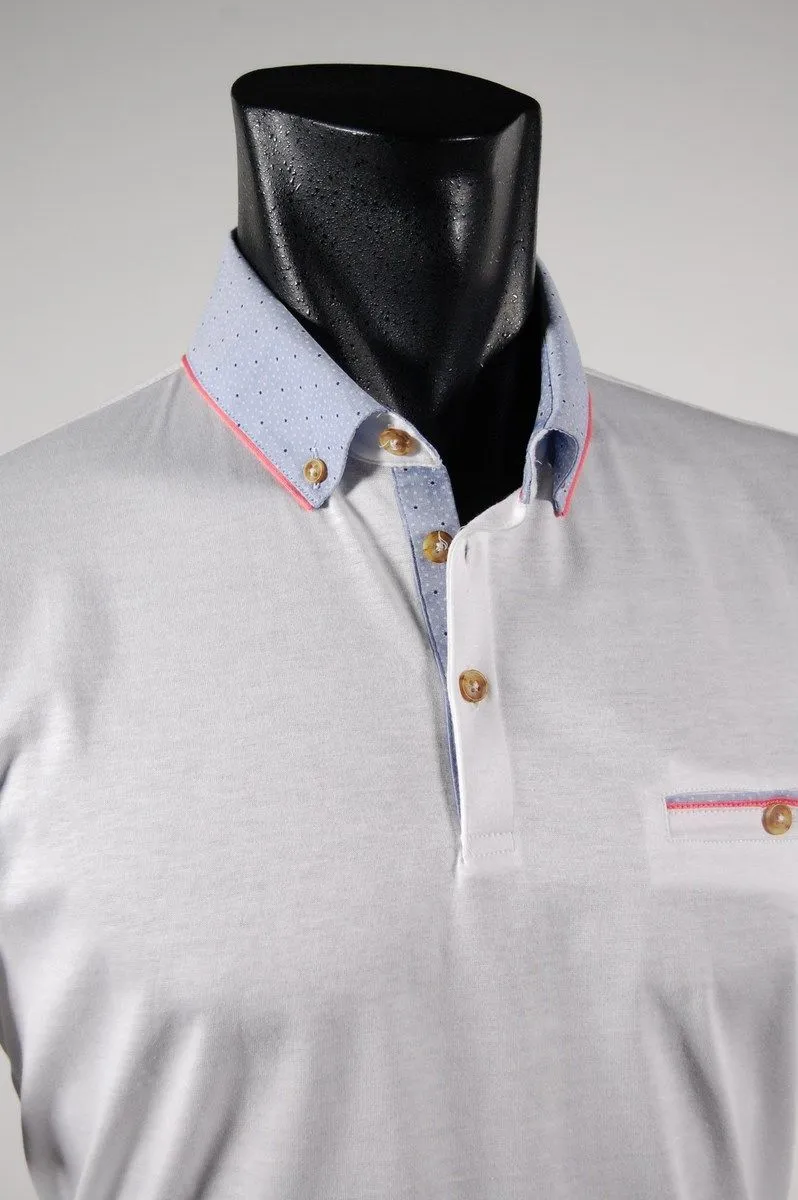 Polo bramante con collo camicia in due colori