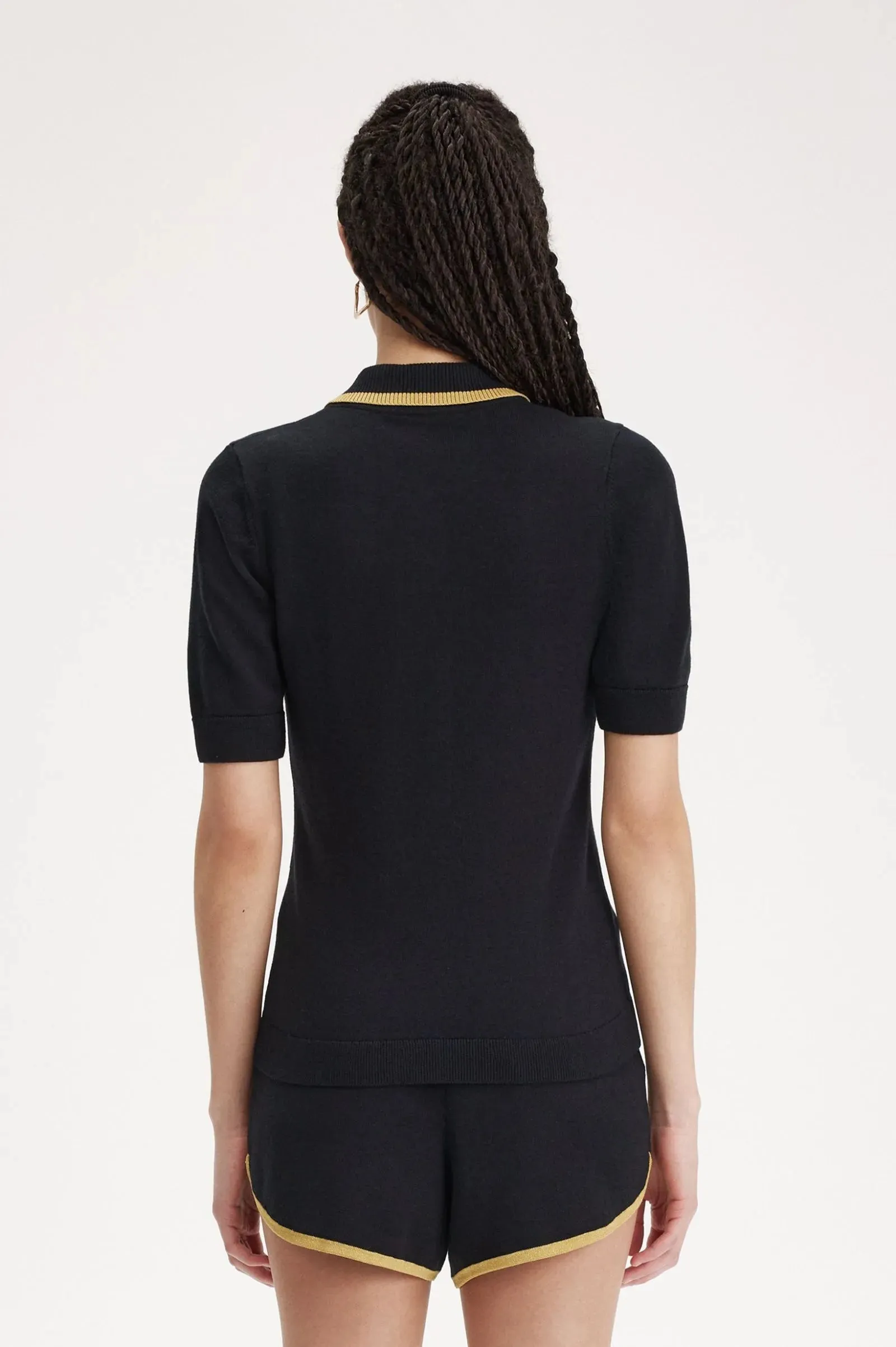 Polo in Maglia Fred Perry Nera da Donna
