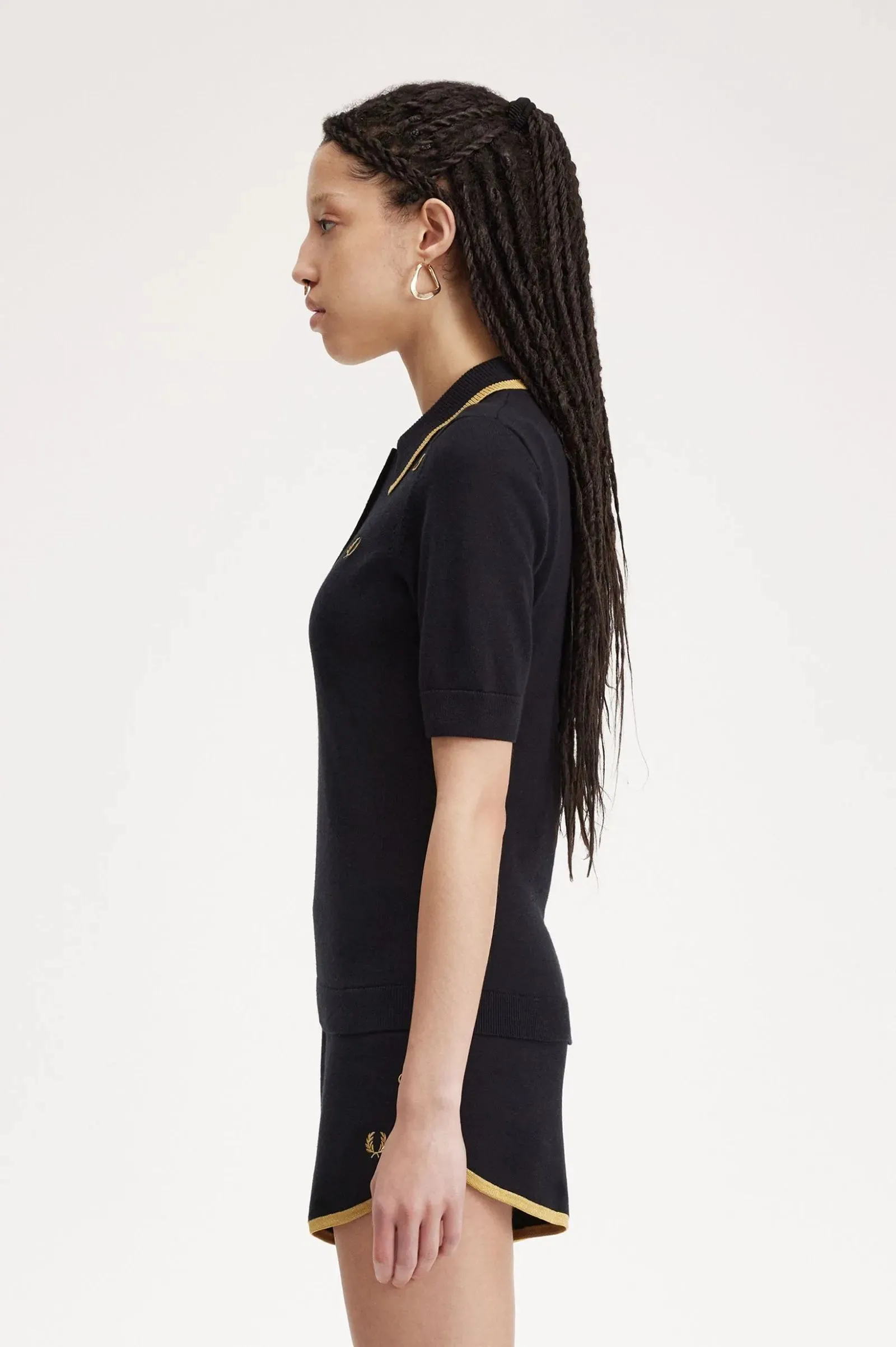 Polo in Maglia Fred Perry Nera da Donna