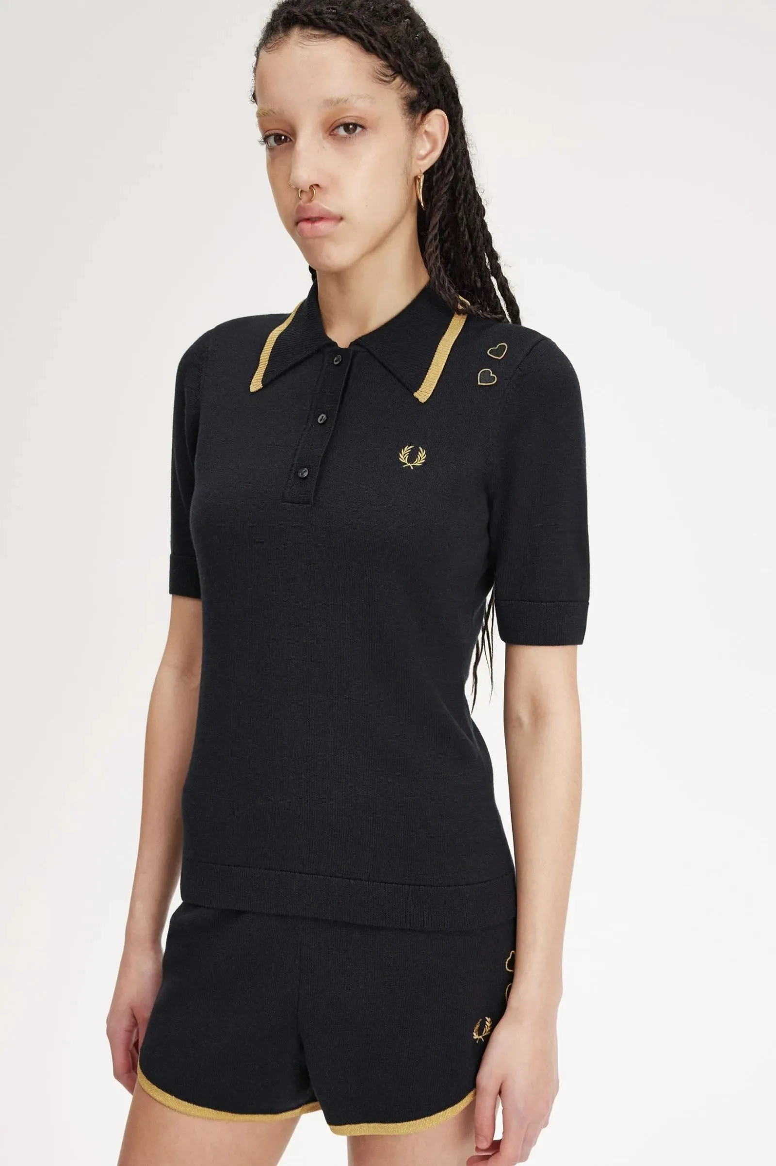 Polo in Maglia Fred Perry Nera da Donna