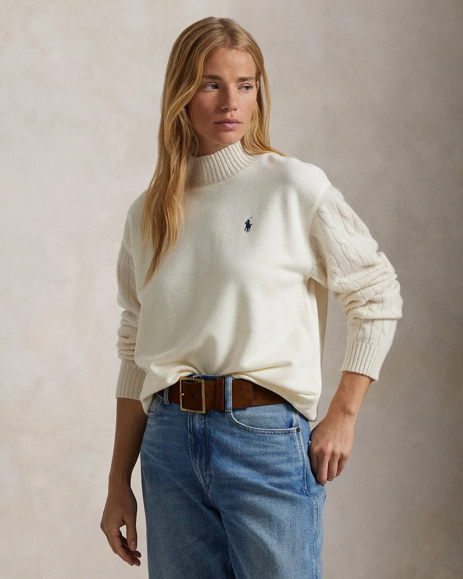 POLO RALPH LAUREN MAGLIA FELPA MANICHE TRECCIA