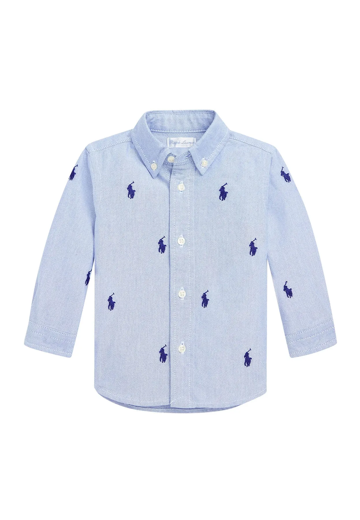 Ralph Lauren camicia azzurra neonato in cotone