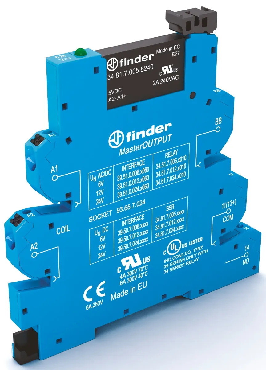 Relè di interfaccia a stato solido Finder, Guida DIN, 13,2 V, 6 A, 24 V c.c.
